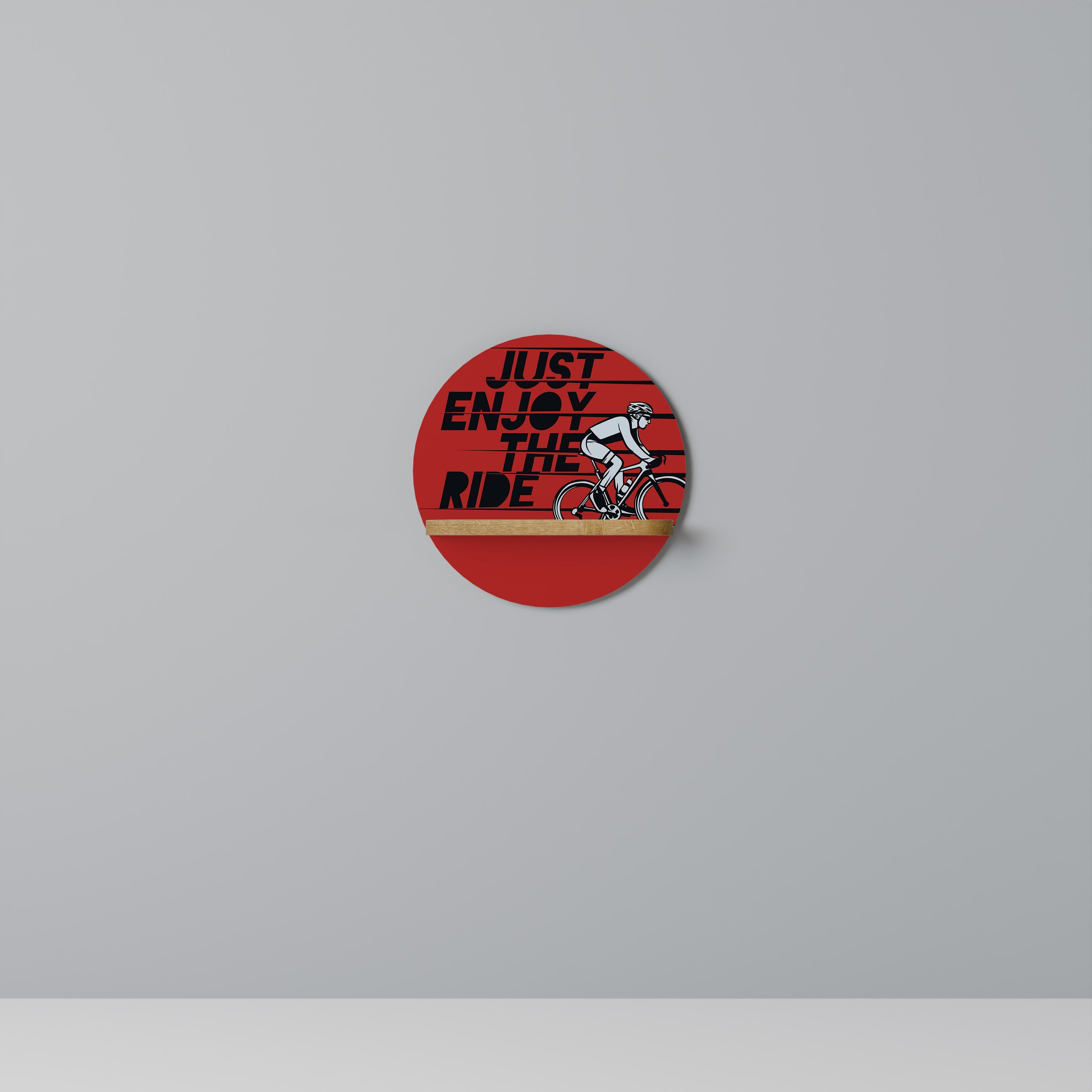 DISFRUTA DEL VIAJE Estantería de arte redonda con efecto roble