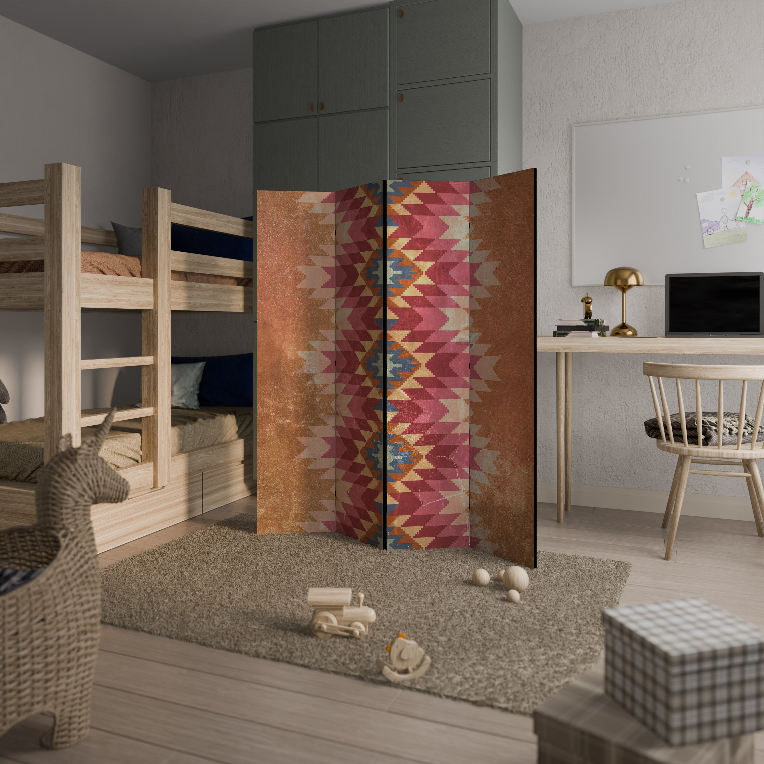 INDIAN FOLK Decorative 4-Panel Room Divider