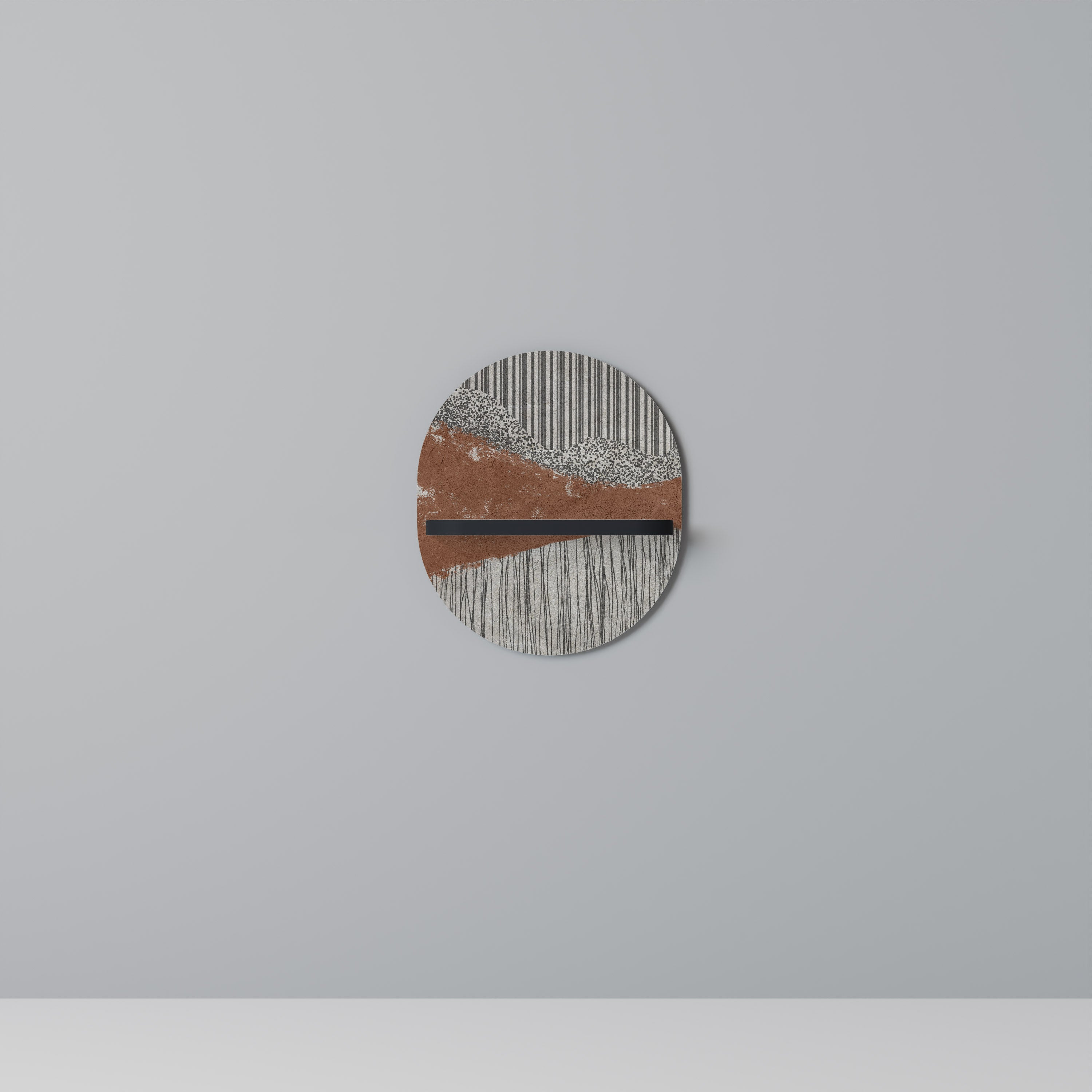 Estantería de arte ovalada STRIPED TERRAIN con acabado negro