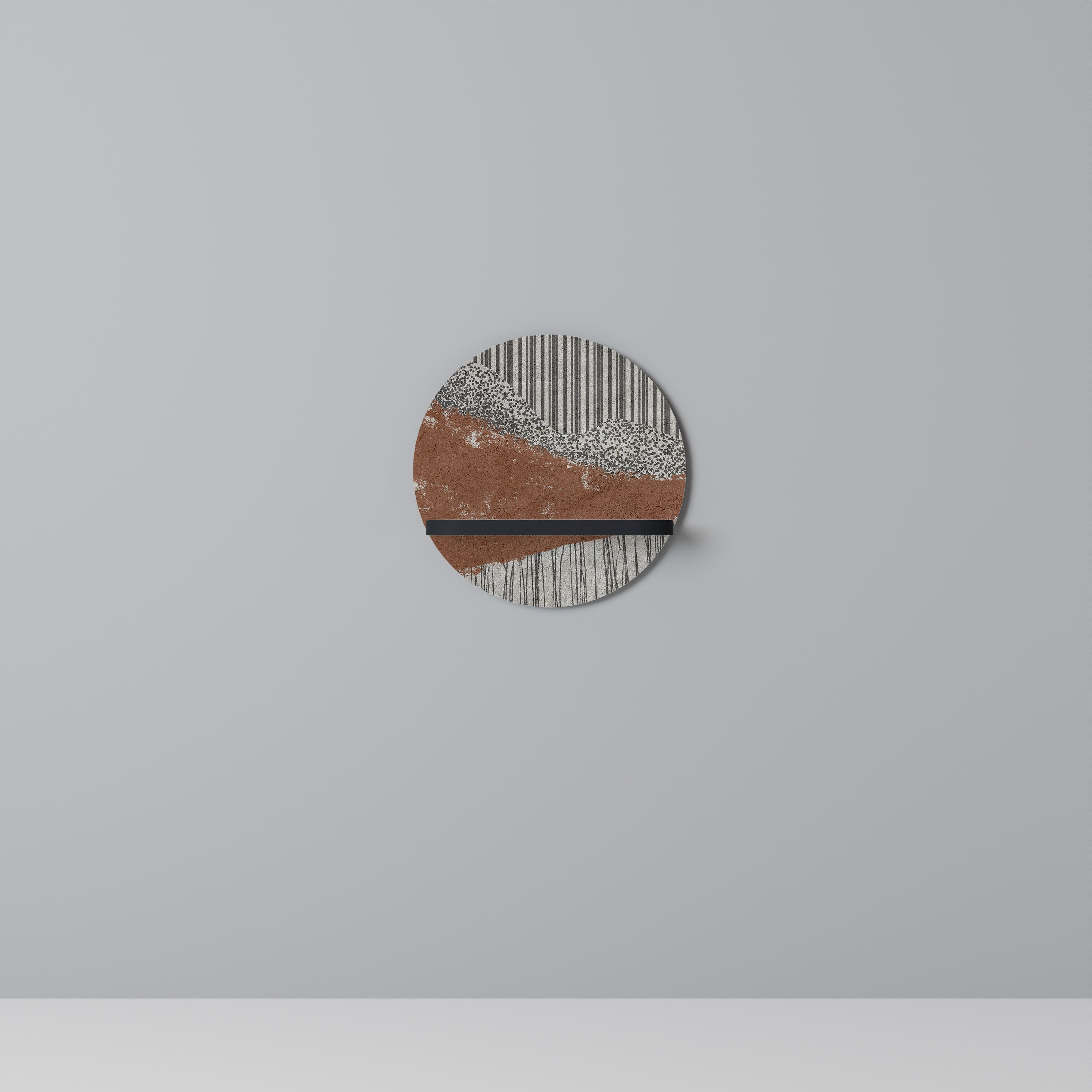 Estantería de arte redonda STRIPED TERRAIN con acabado negro