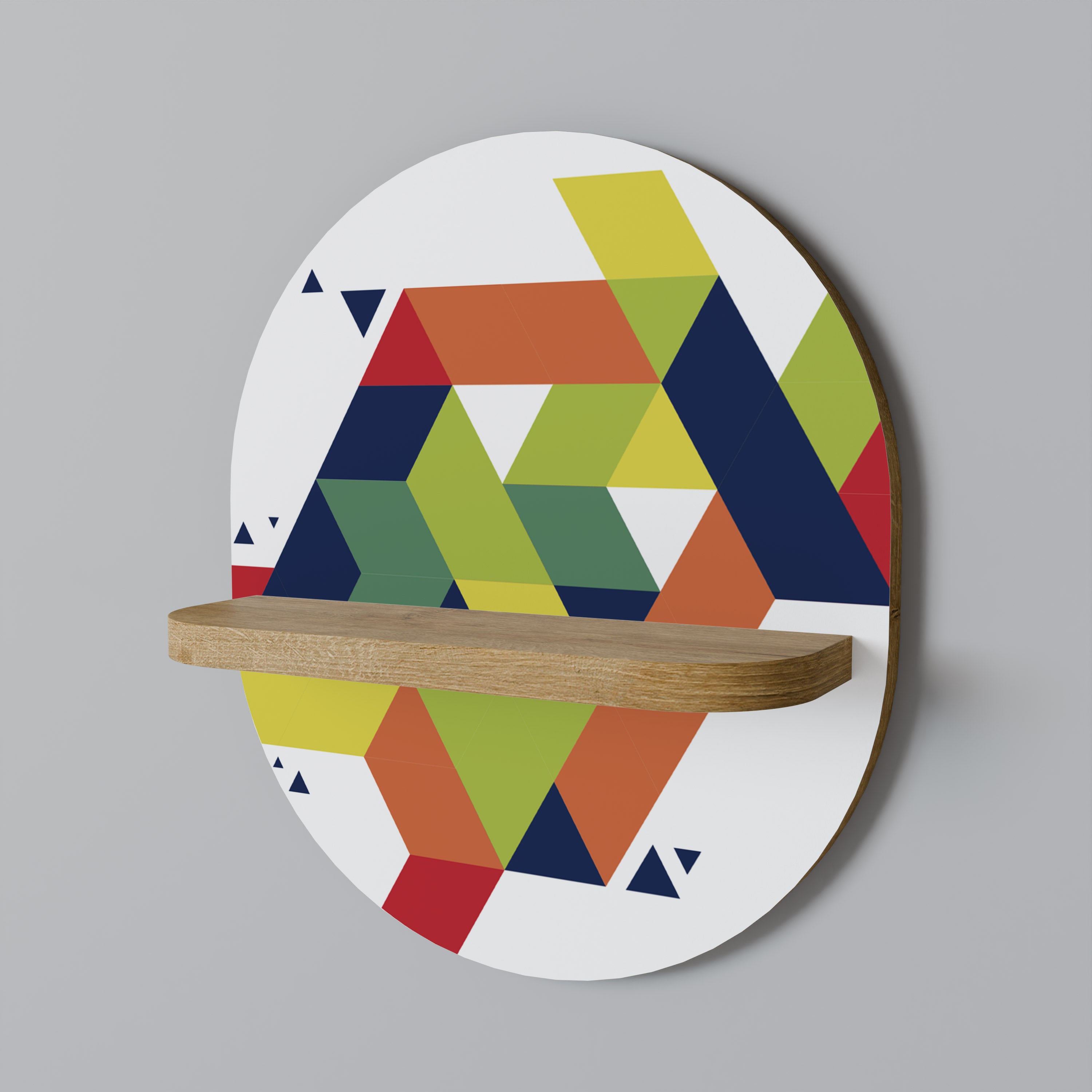 Estantería de arte ovalada FUTURE SIGN con efecto roble