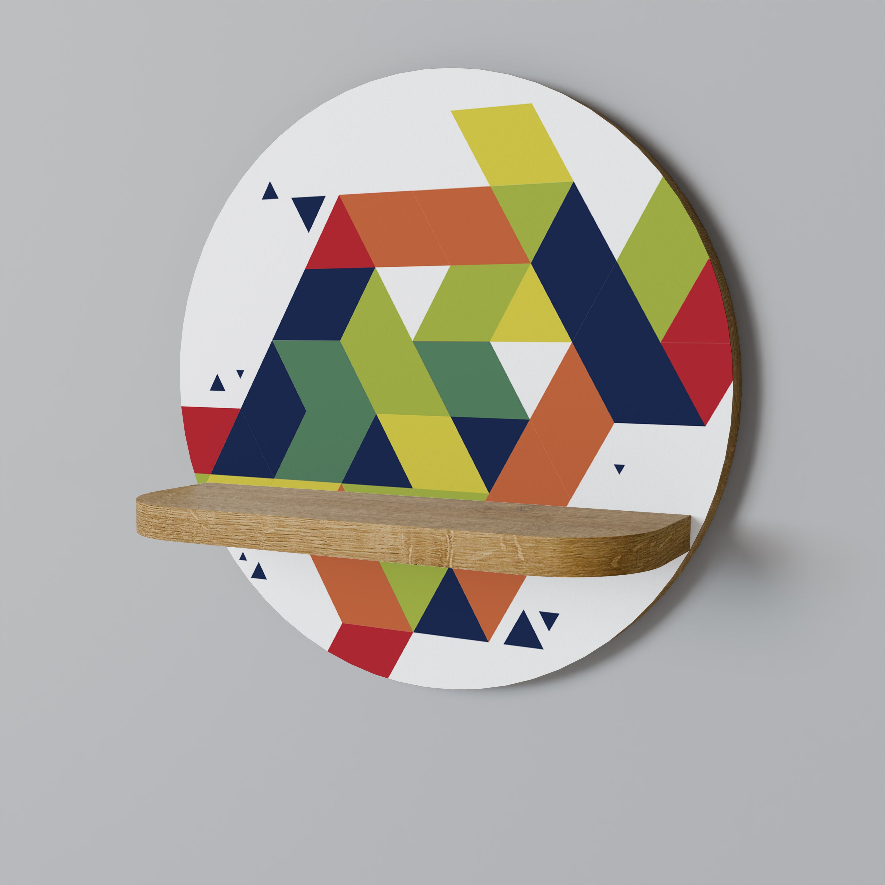 Estantería de arte redonda FUTURE SIGN con efecto roble