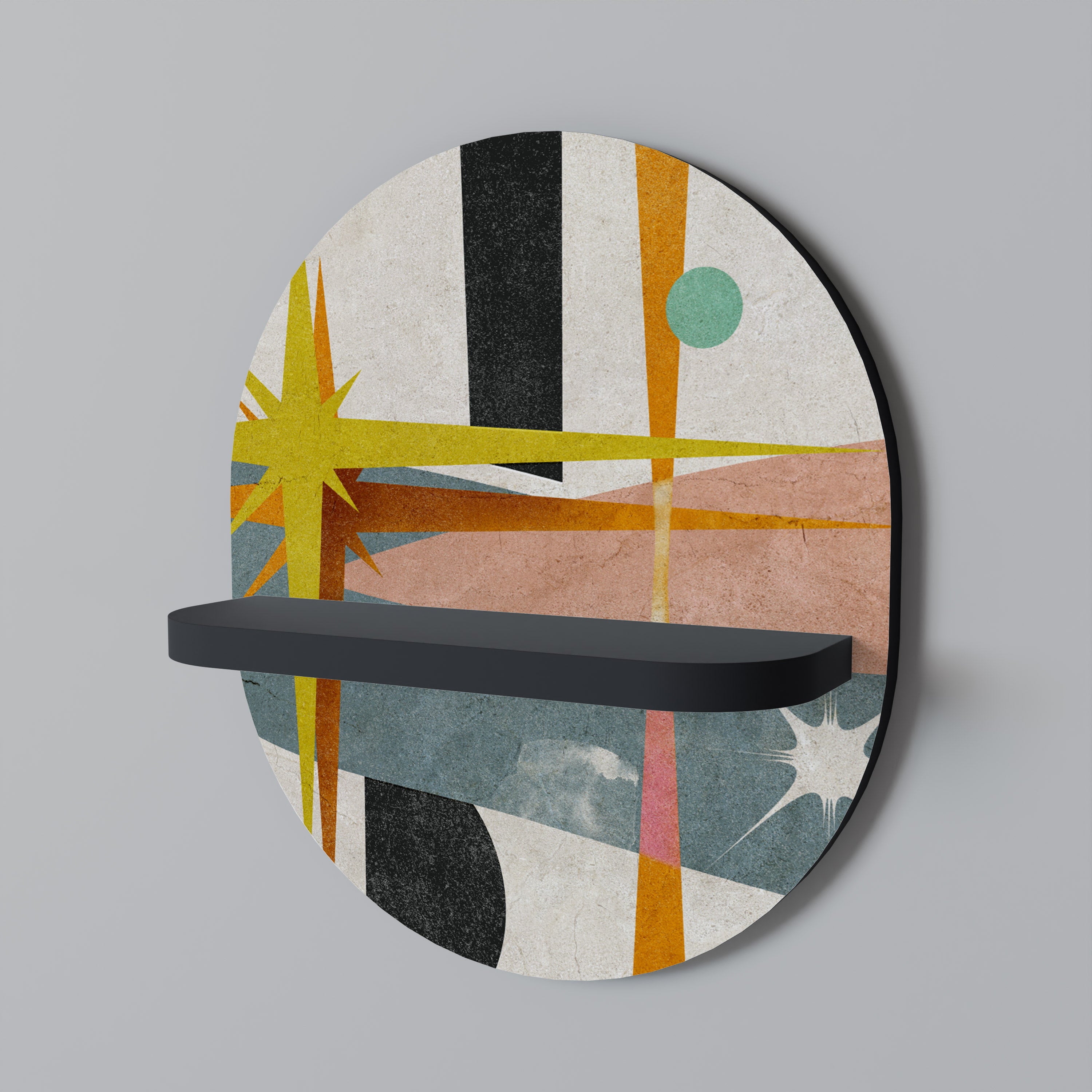 Estantería de arte ovalada INTERSTELLAR VIBES con acabado negro