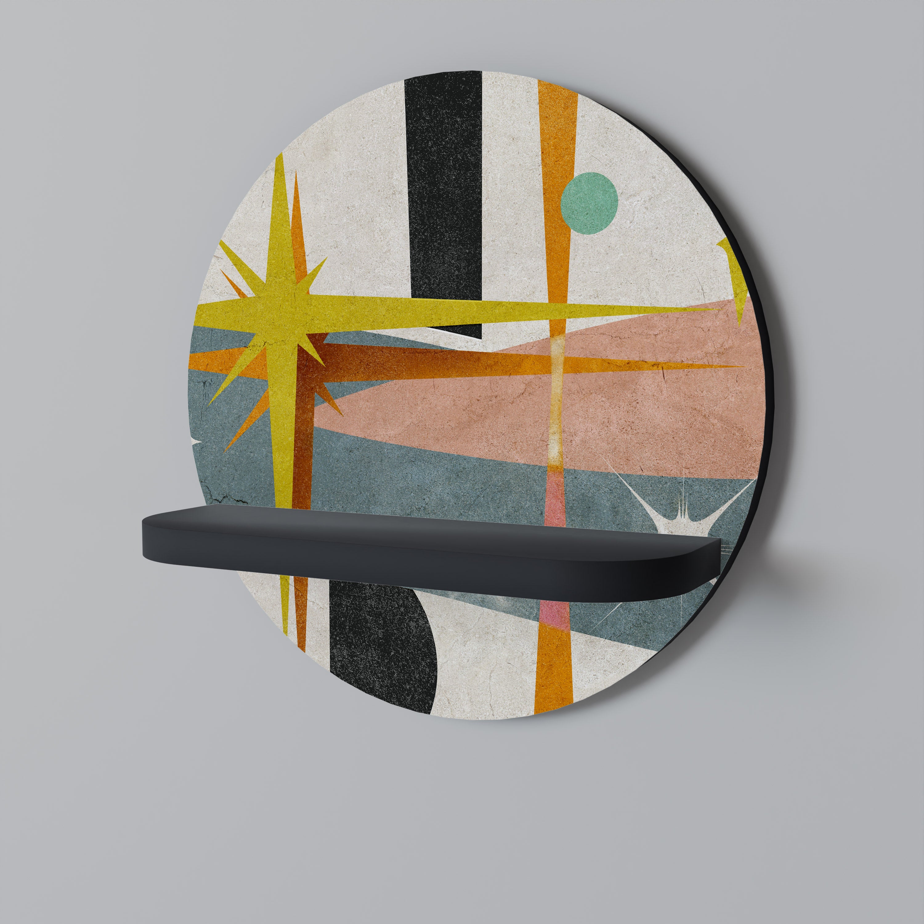 Estantería de arte redonda INTERSTELLAR VIBES con acabado negro