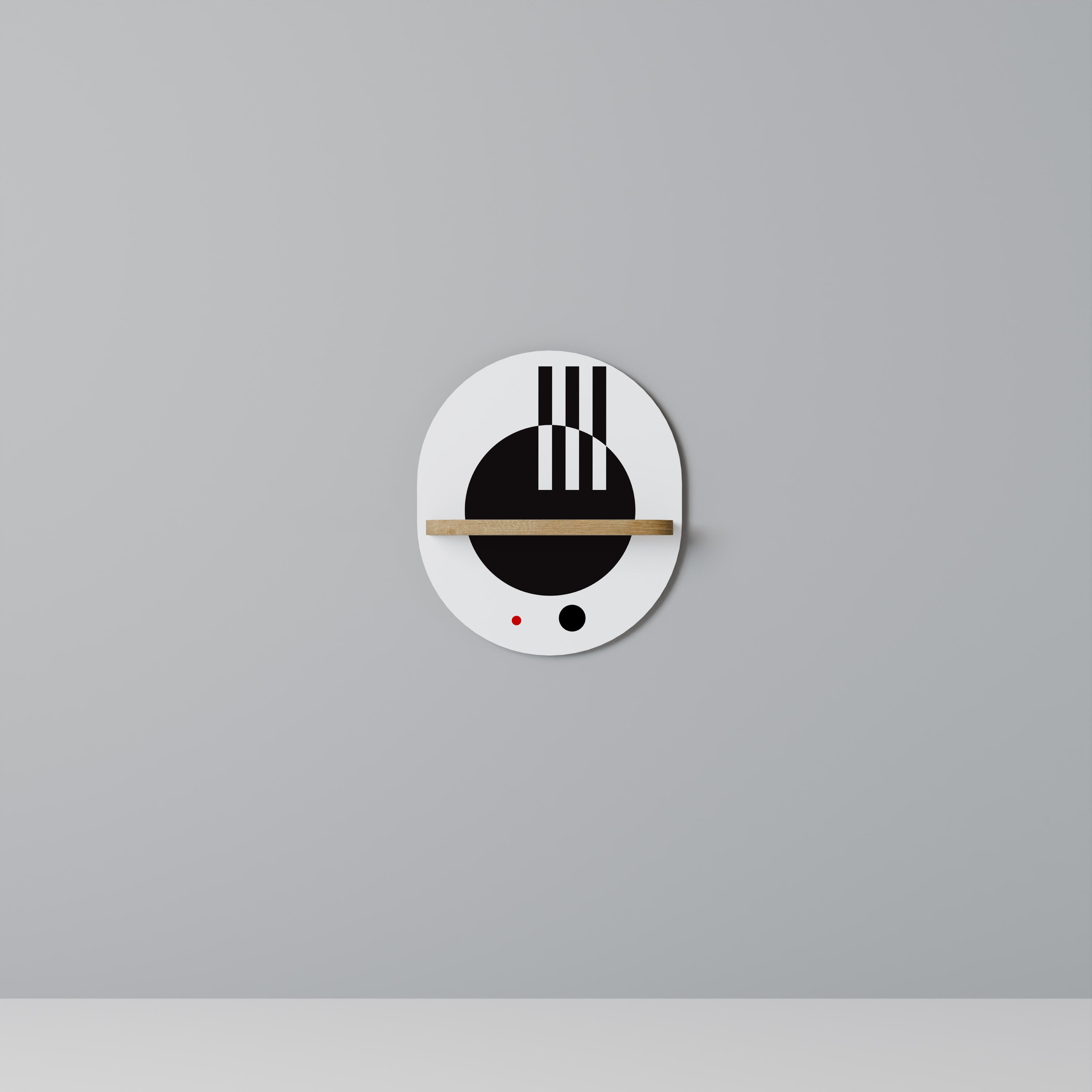 Estantería de arte ovalada efecto roble COMBINACIÓN BLANCO Y NEGRO