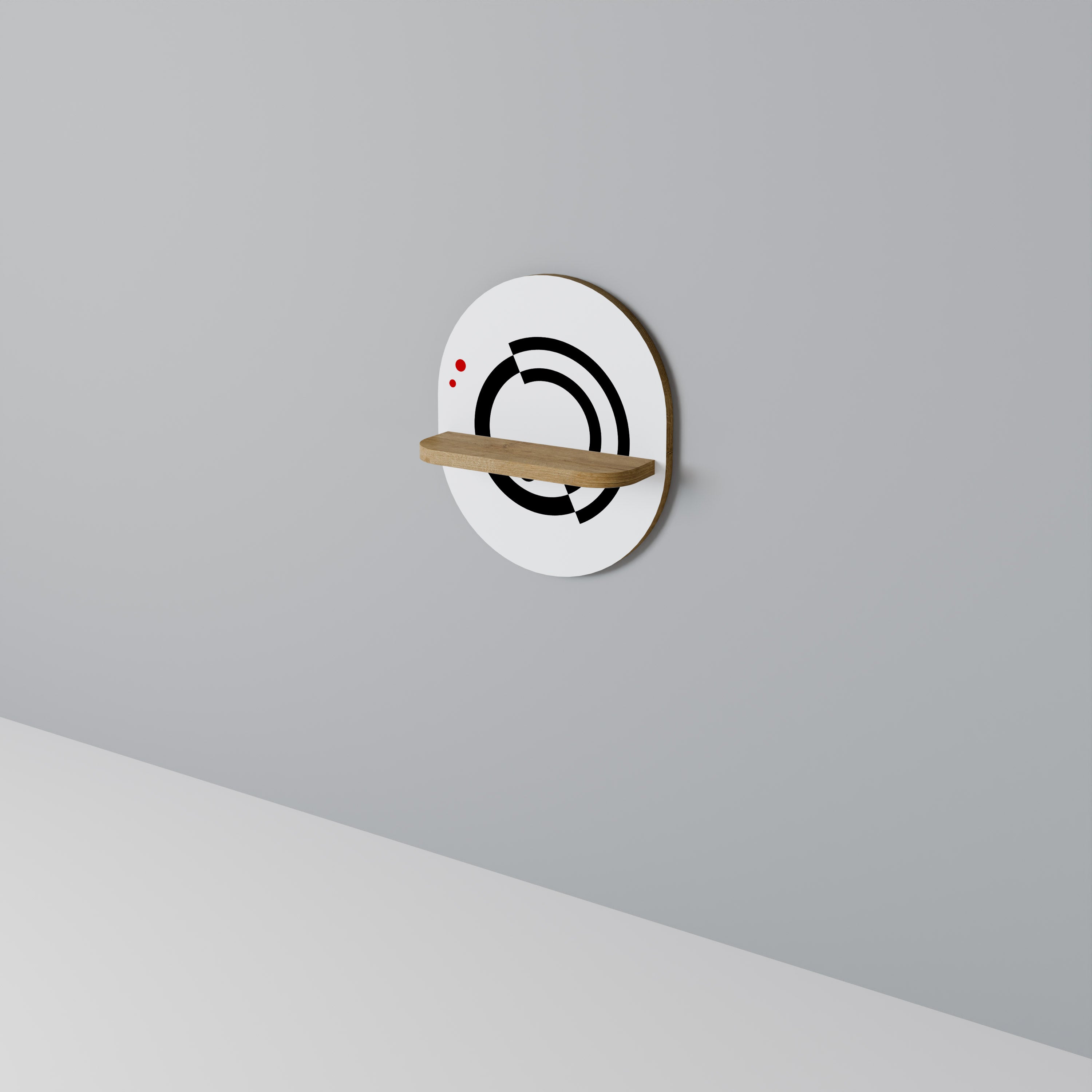 Estantería de arte ovalada ORBITAL FLOW con efecto roble