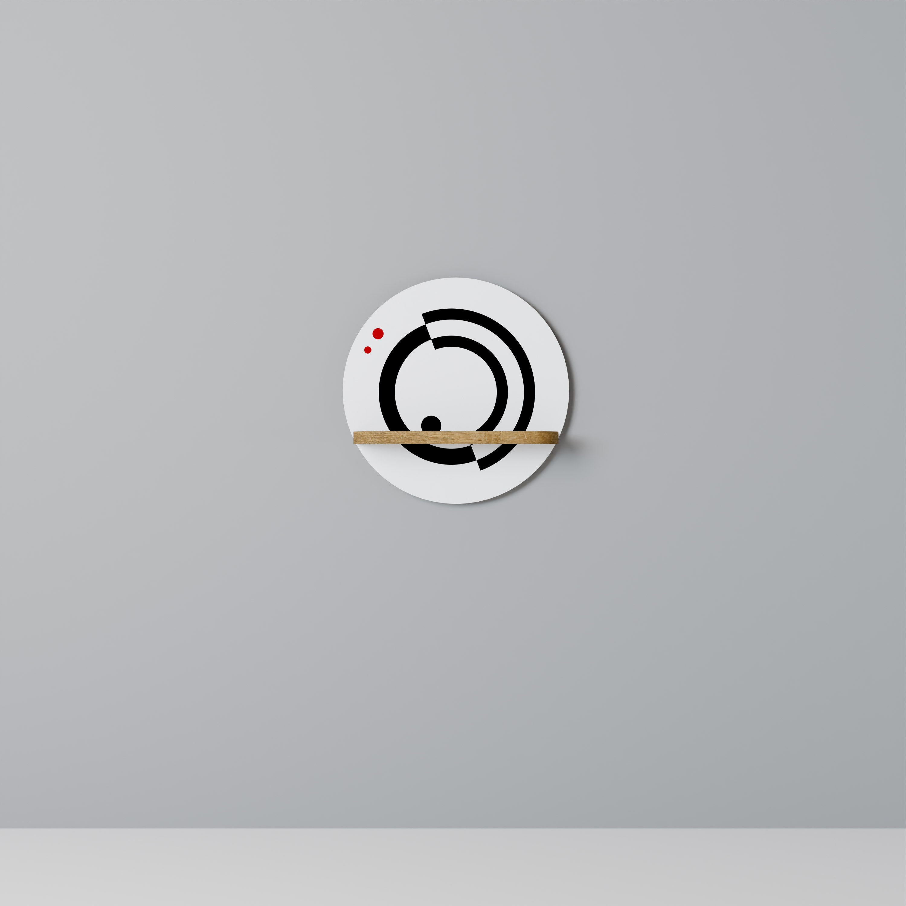 Estantería de arte redonda ORBITAL FLOW con efecto roble