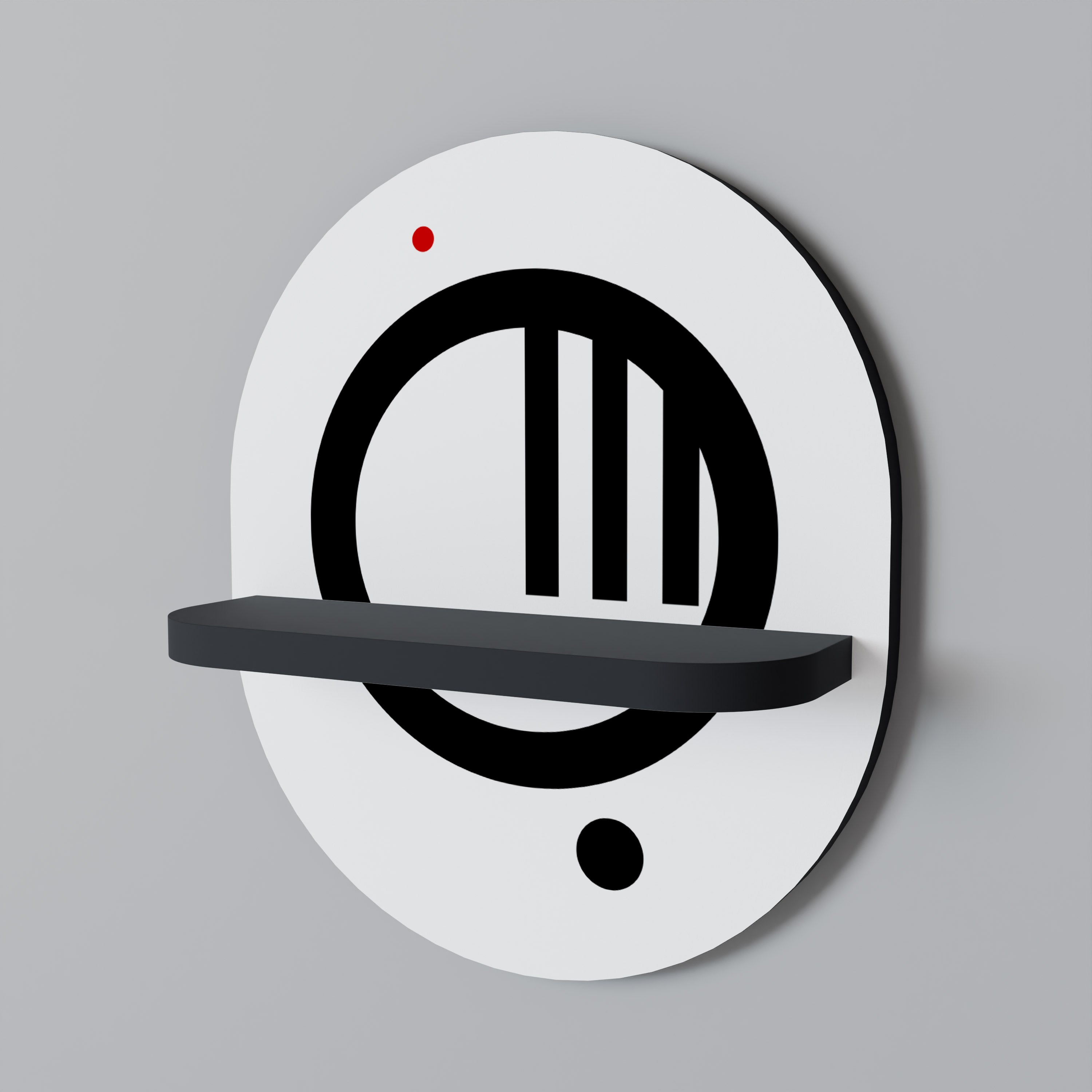 Estantería de arte ovalada MINIMAL DOTS con acabado negro