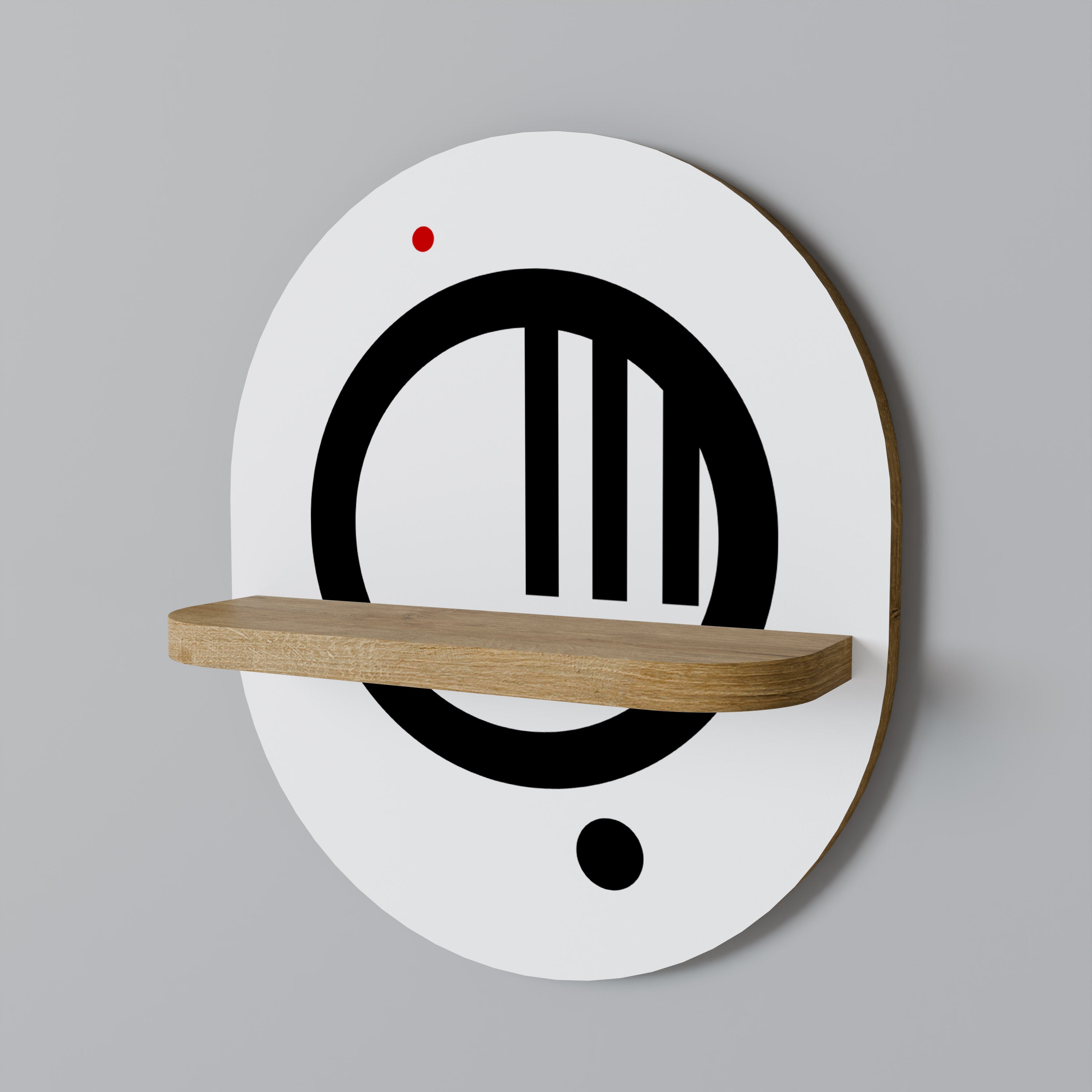 Estantería de arte ovalada MINIMAL DOTS con efecto roble