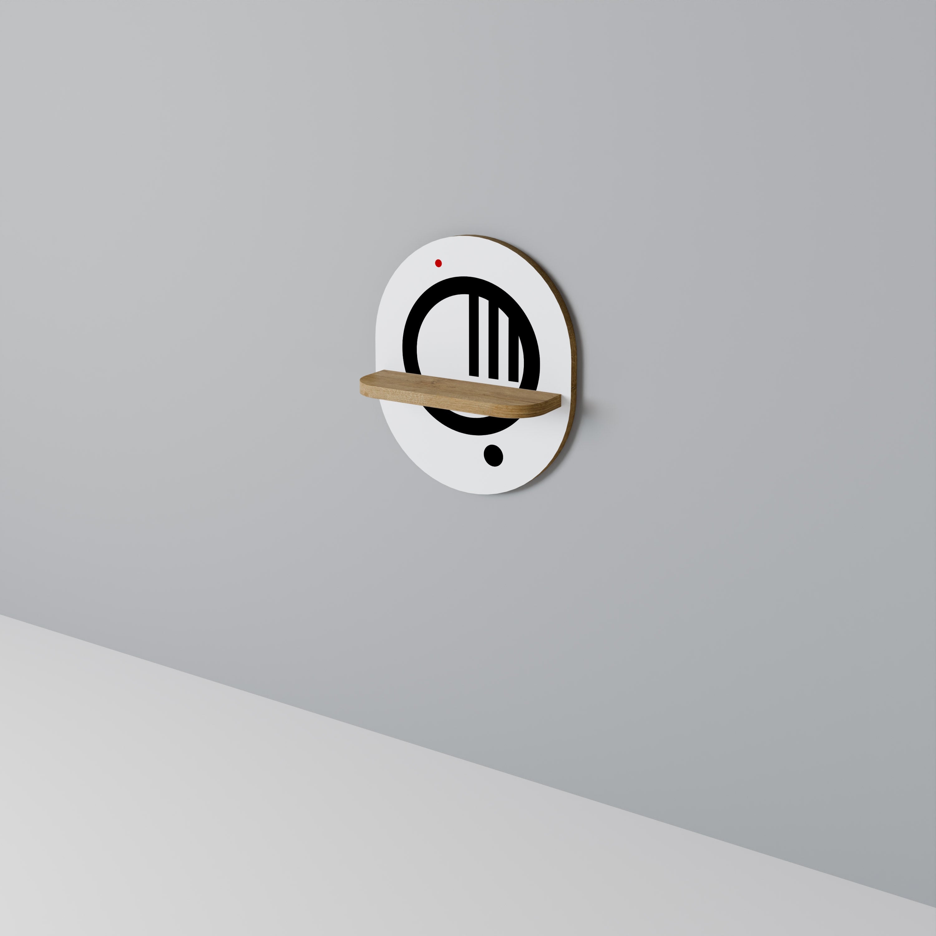 Estantería de arte ovalada MINIMAL DOTS con efecto roble