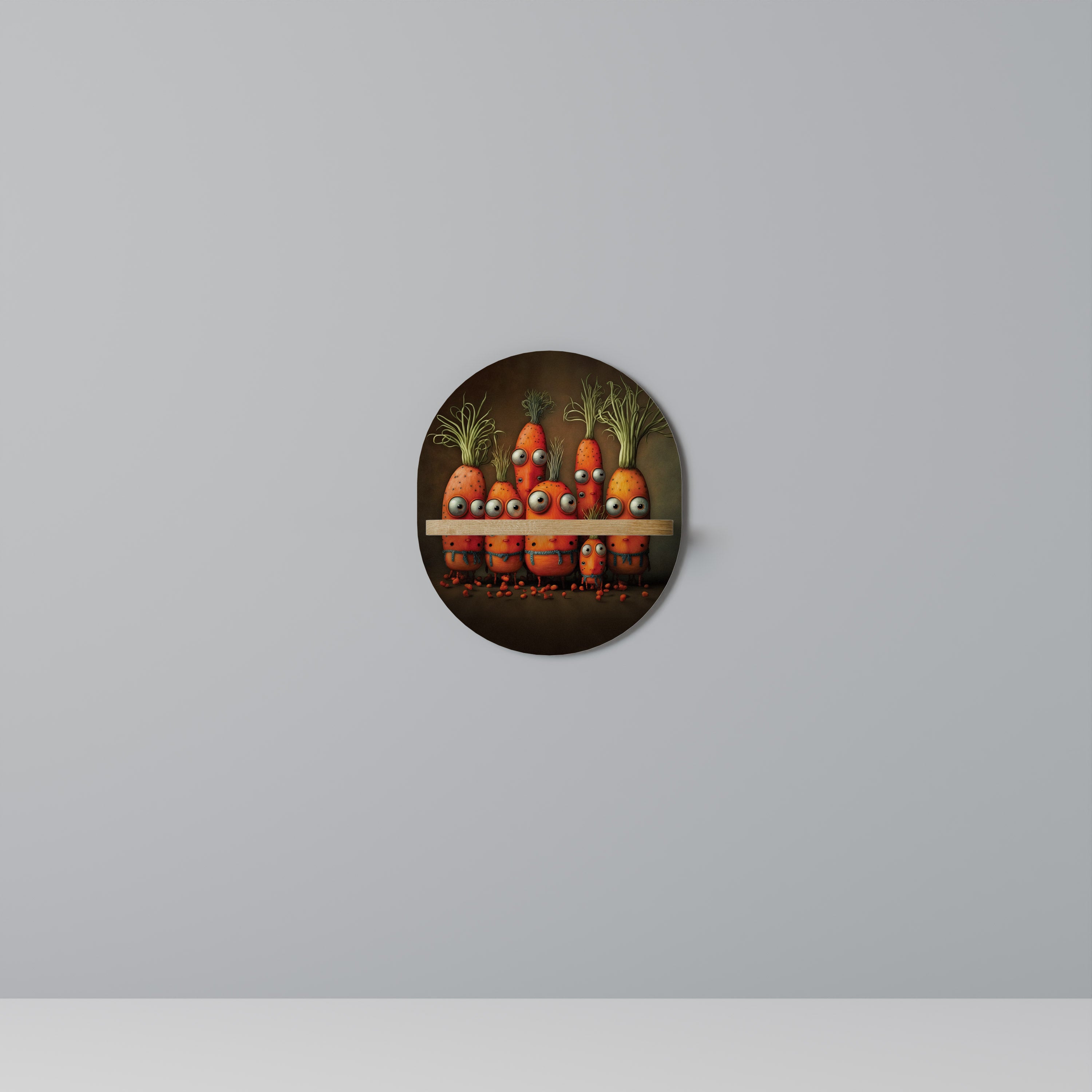 Estantería de arte ovalada con efecto roble, ¿bonita o aterradora?