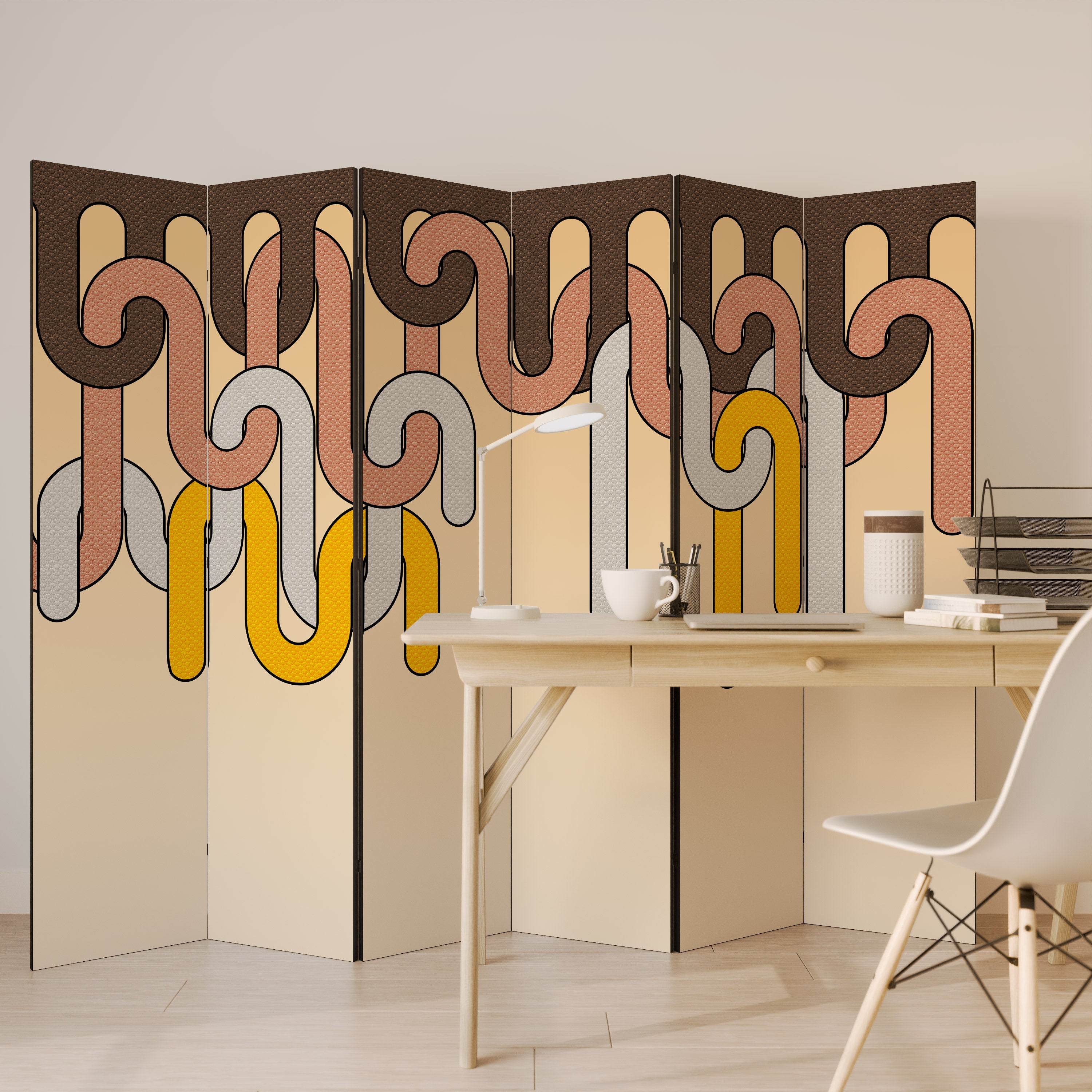 Biombo decorativo de 6 paneles COLORFUL STRINGS