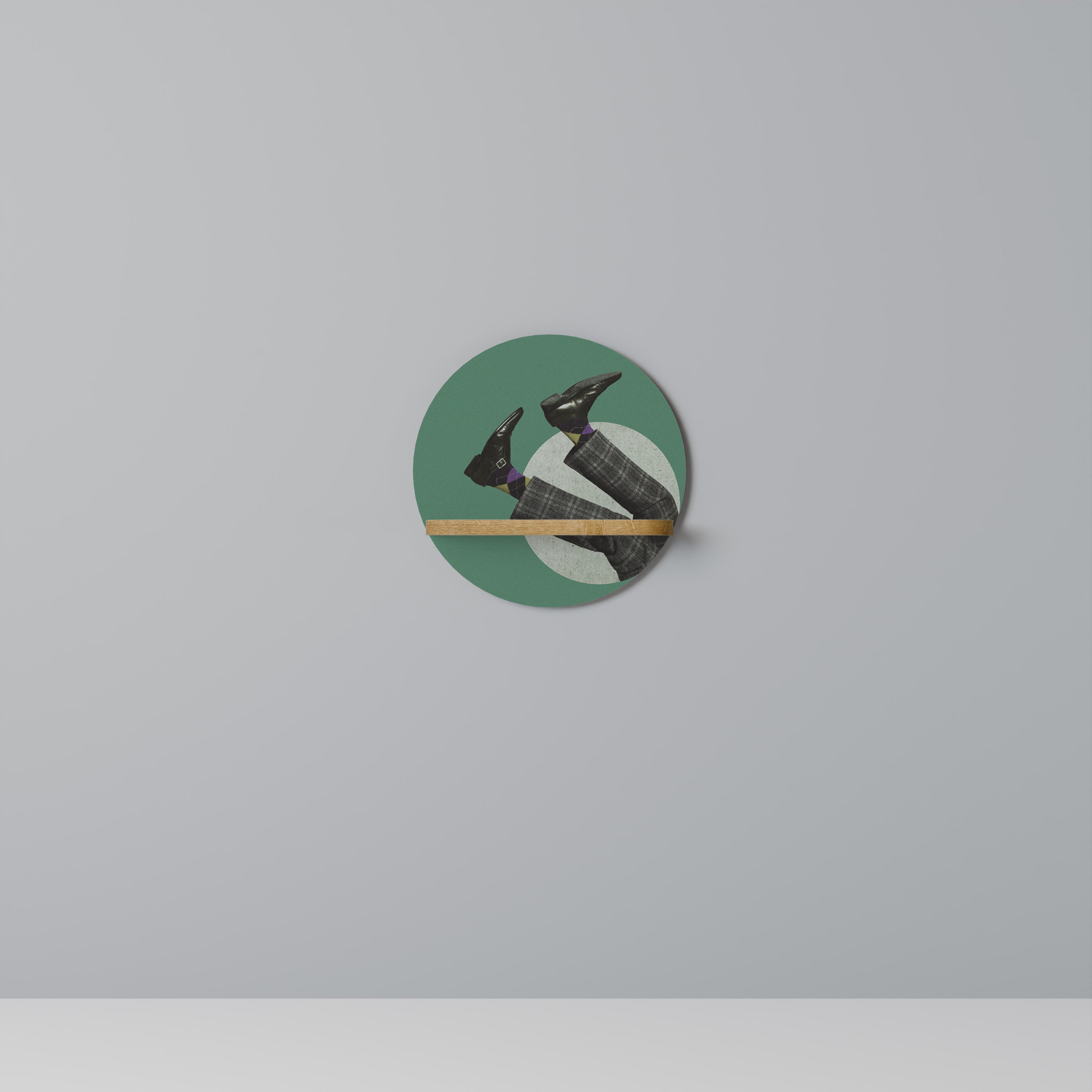 Estantería de arte redonda FALL OF MAN con efecto roble