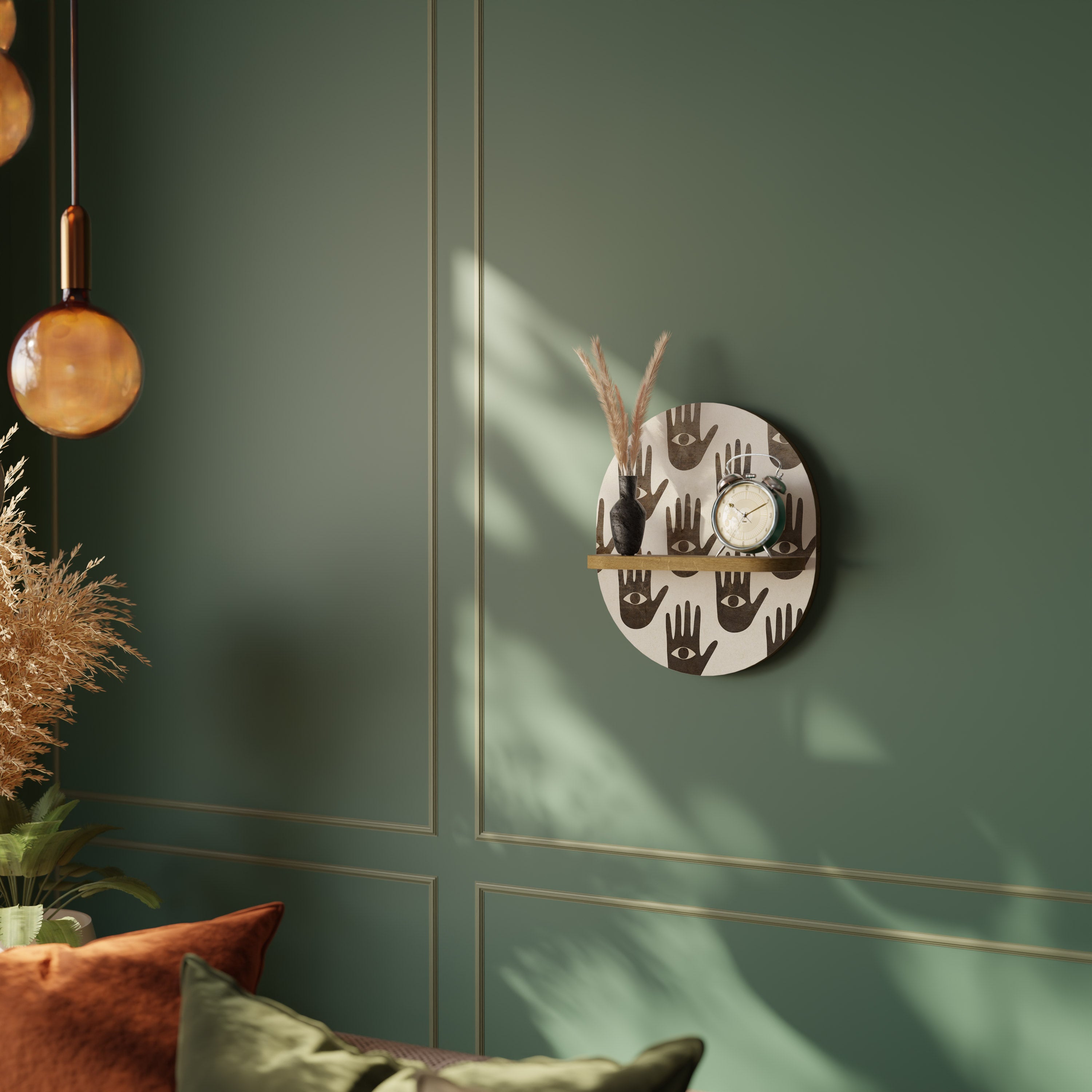 VER MÁS Estantería de arte ovalada efecto roble