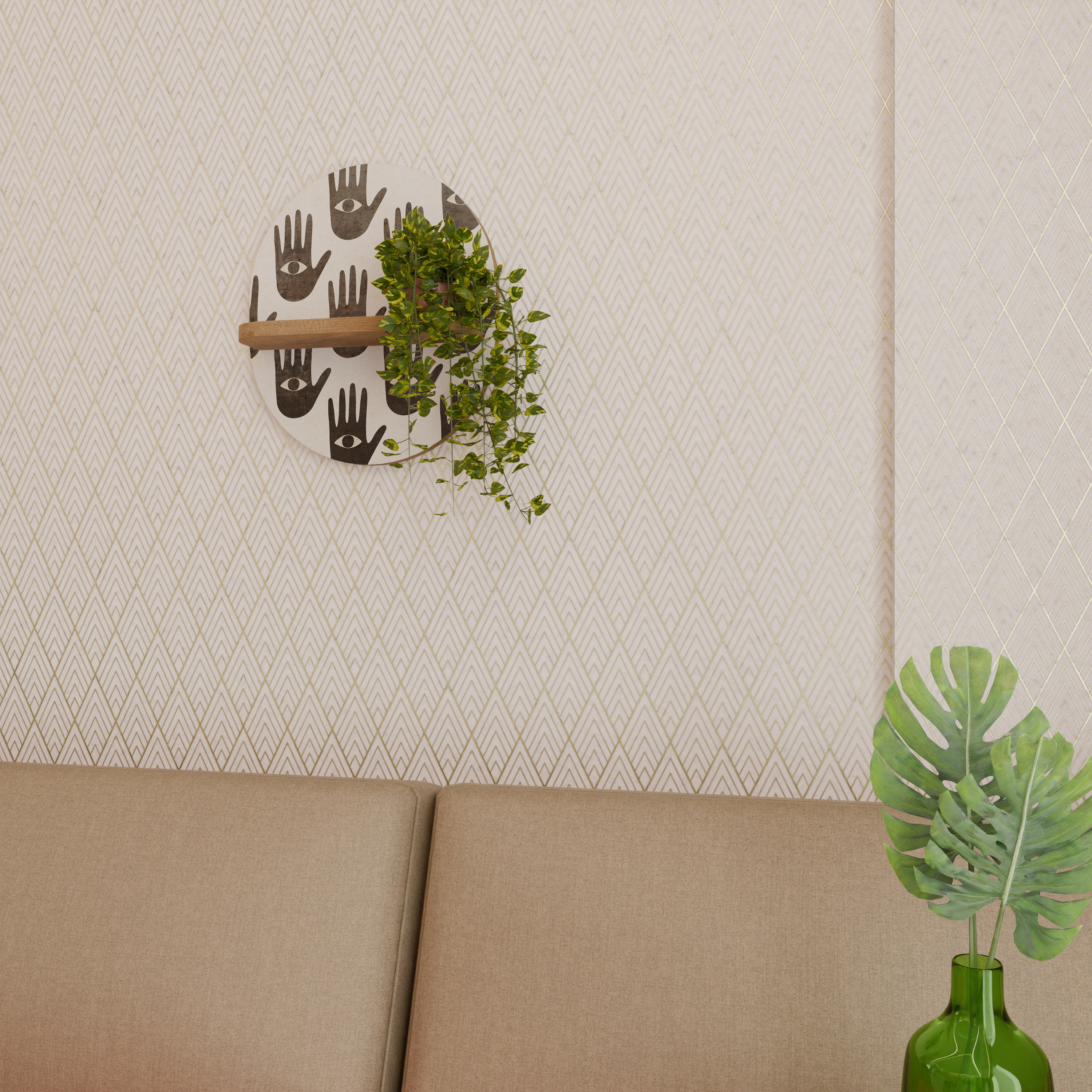 VER MÁS Estantería de arte ovalada efecto roble