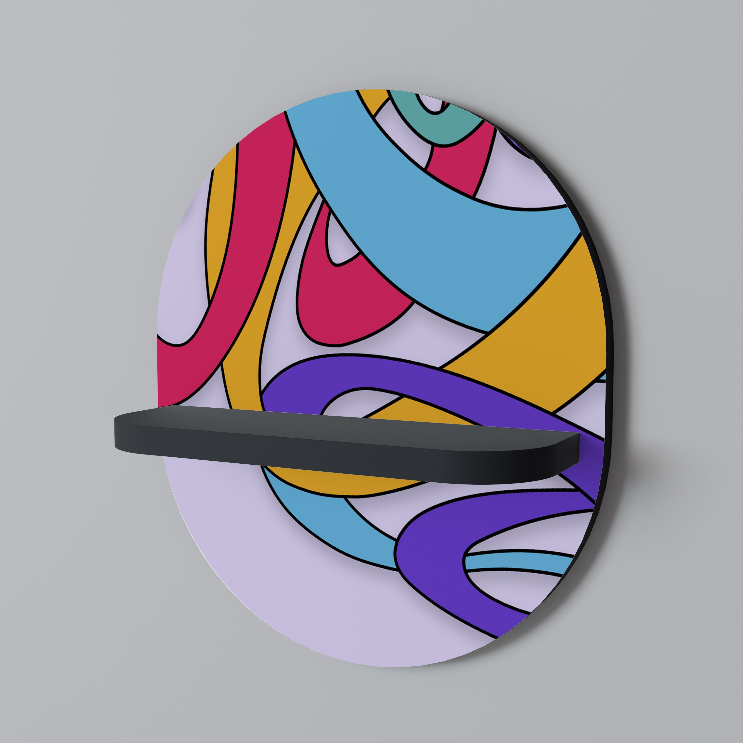 Estantería de arte ovalada COLOR STREAM con acabado negro