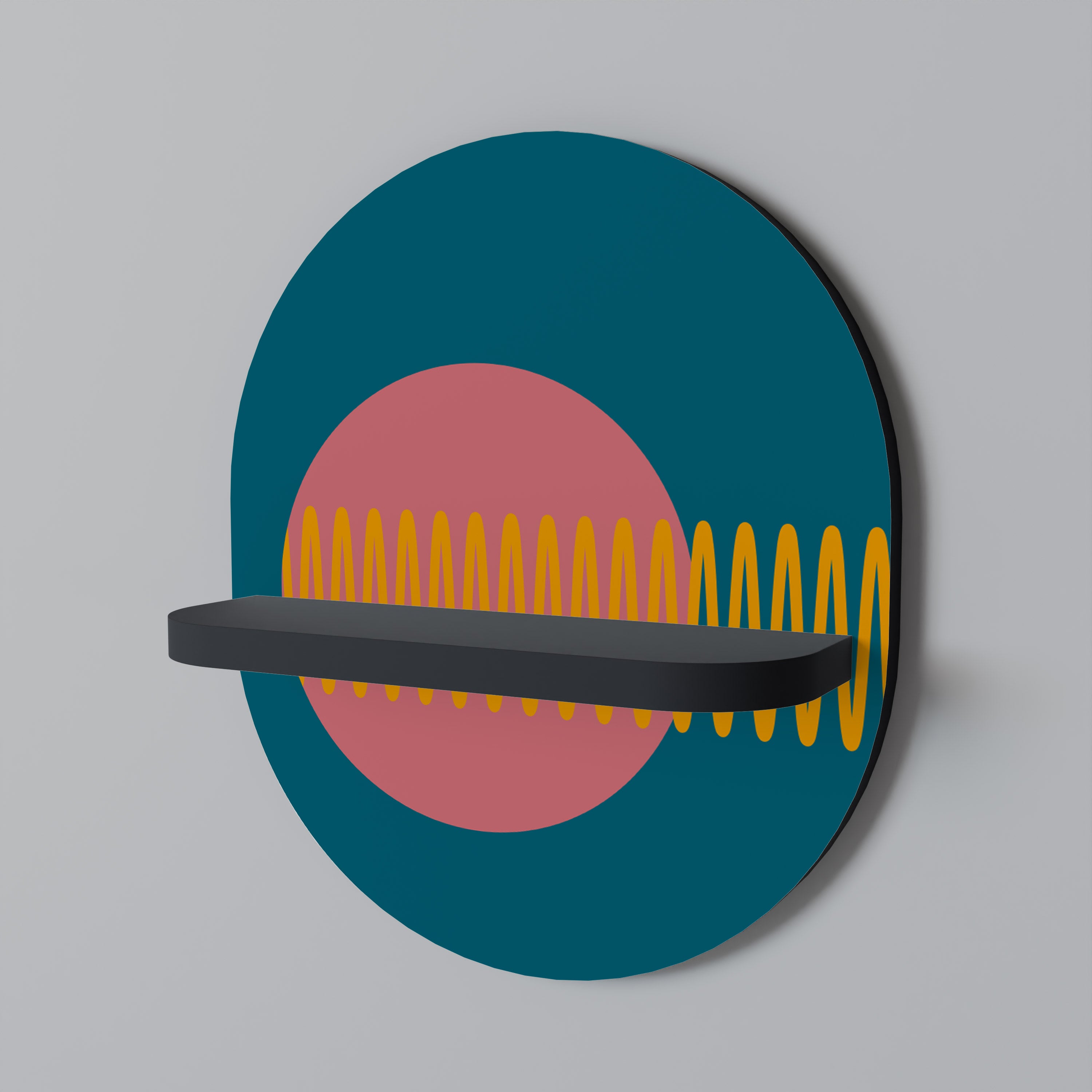 FUENTE DE SONIDO Estantería de arte ovalada con acabado negro