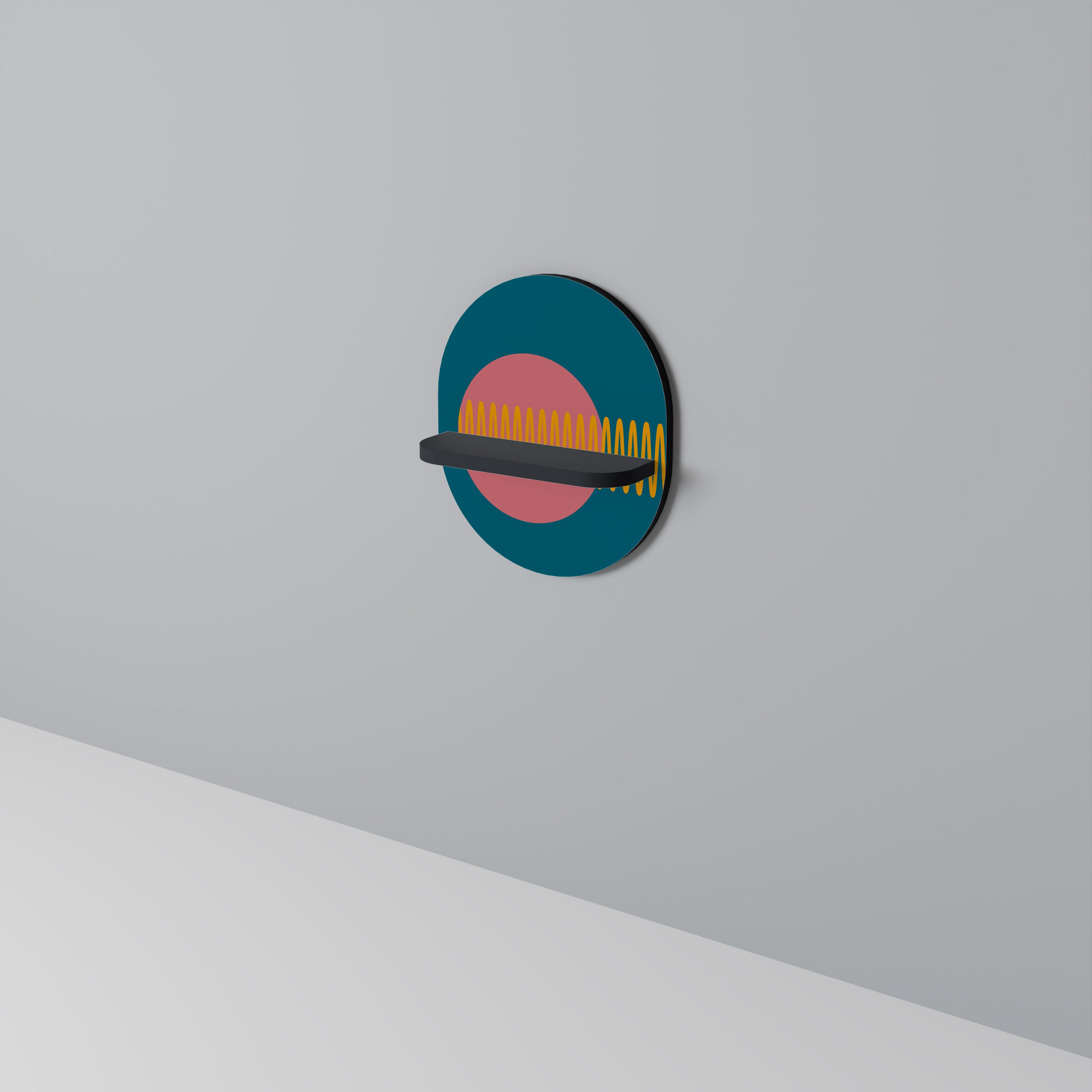 FUENTE DE SONIDO Estantería de arte ovalada con acabado negro