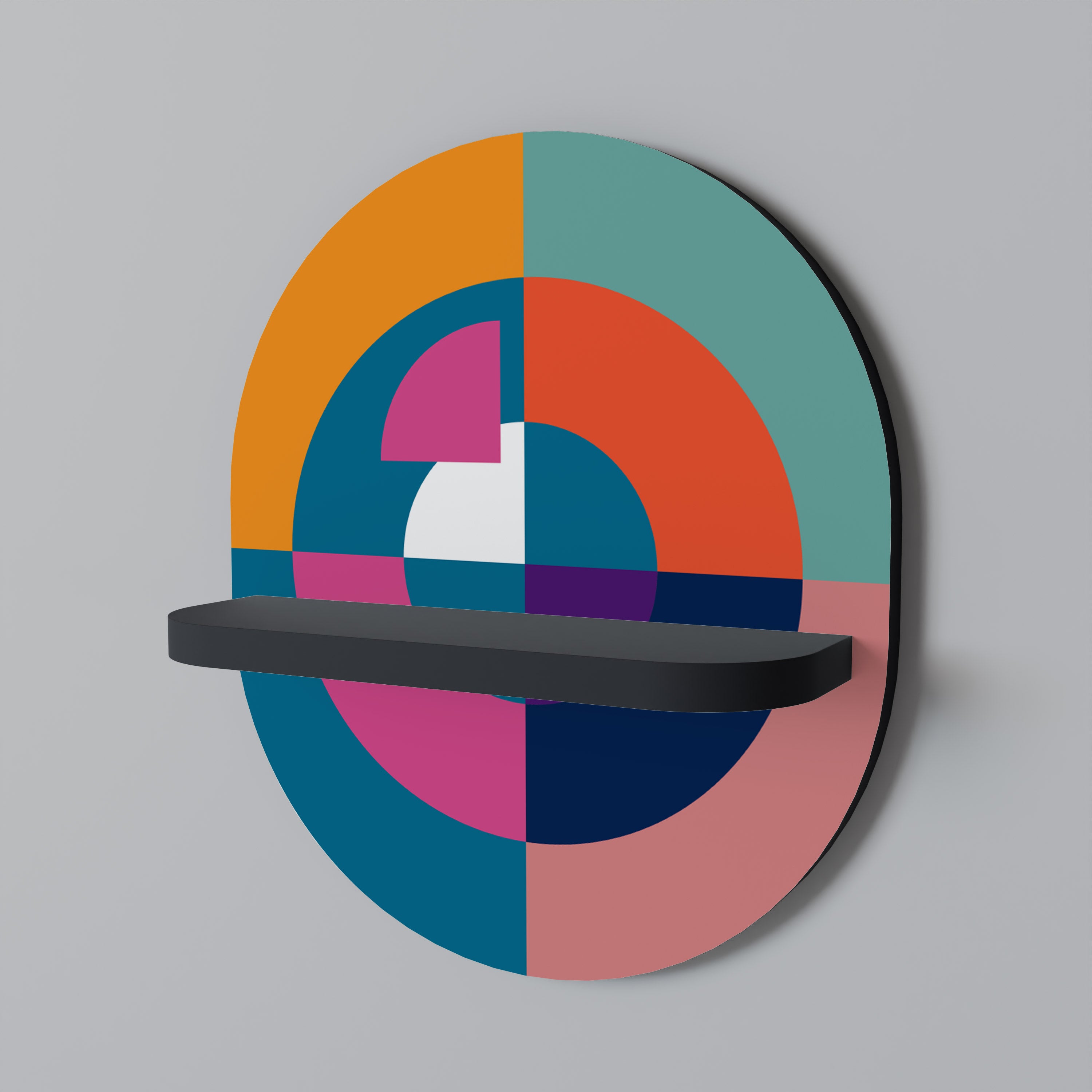 CREANDO JUNTOS Estantería de arte ovalada con acabado negro