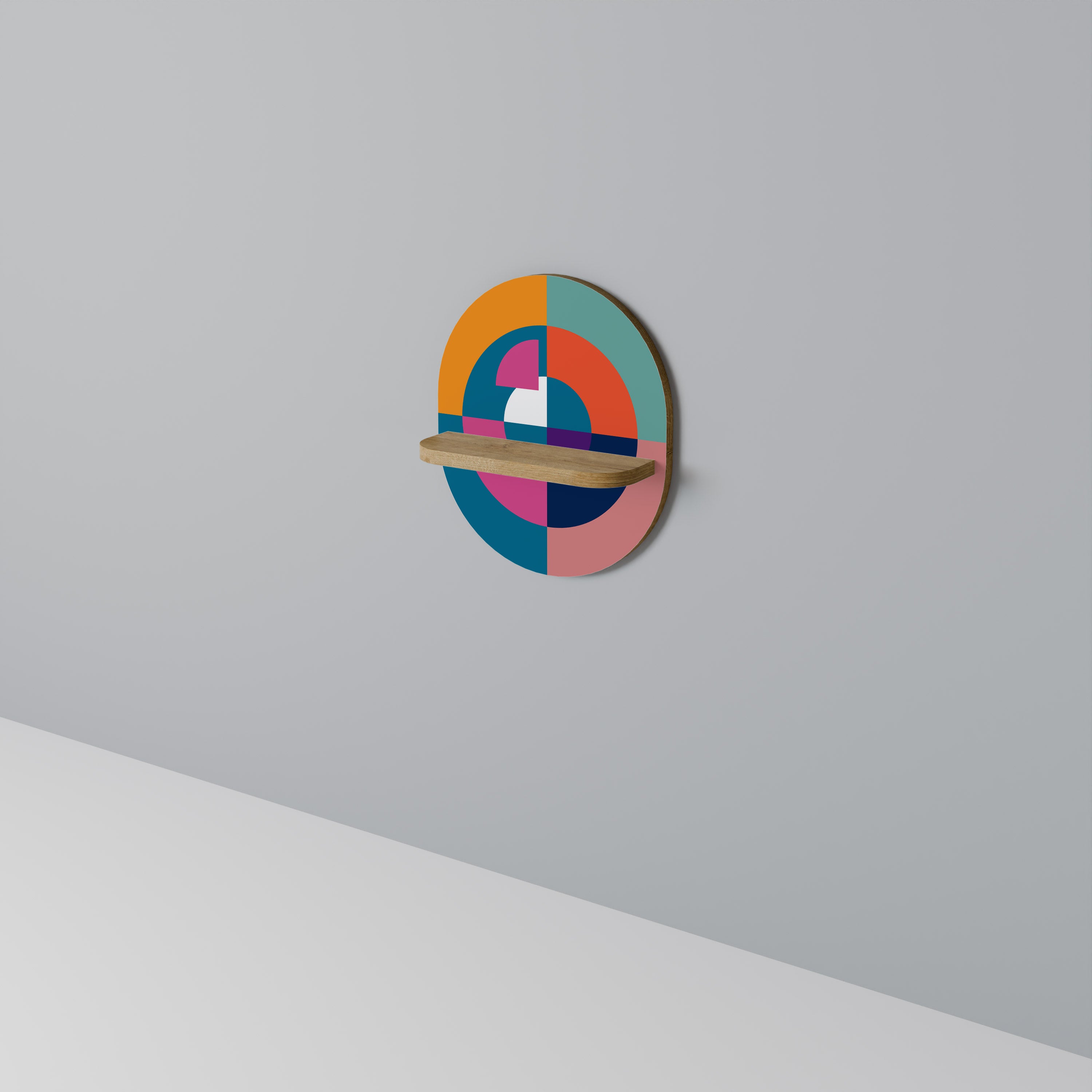 CREANDO JUNTOS Estantería de arte ovalada con efecto roble