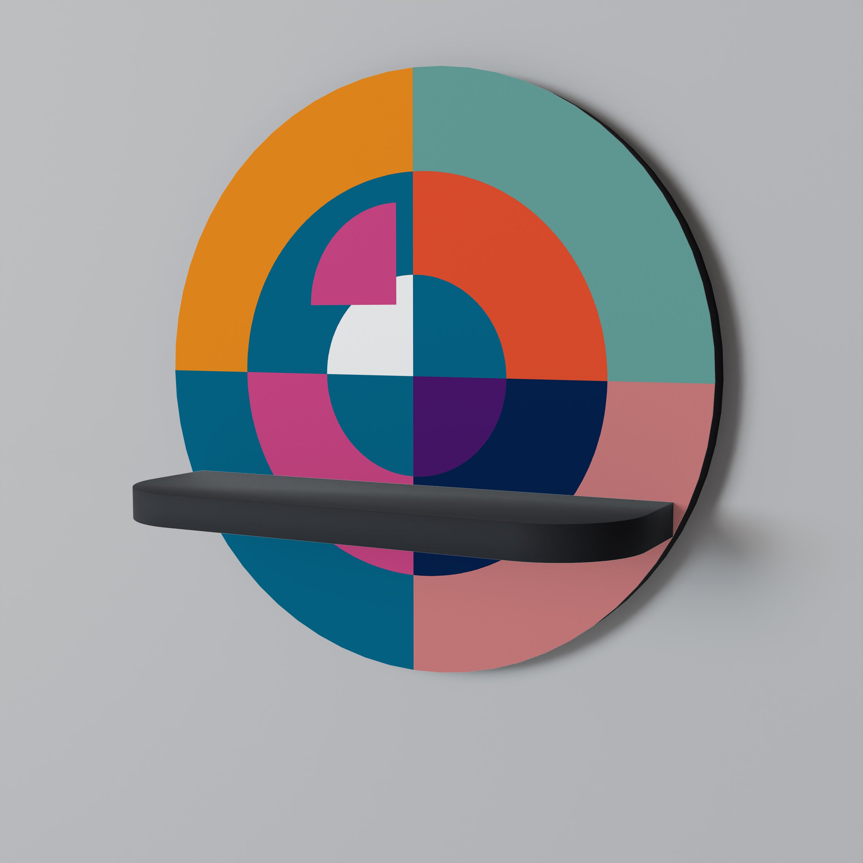 CREANDO JUNTOS Estantería de arte redonda con acabado negro