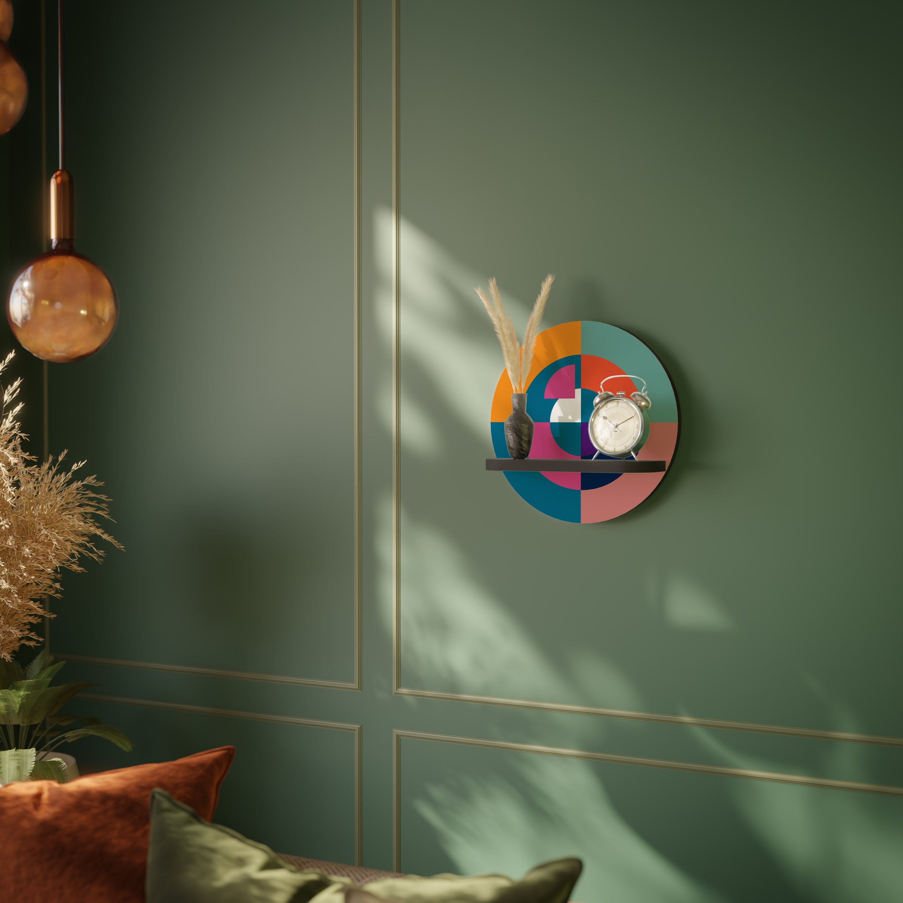 CREANDO JUNTOS Estantería de arte redonda con acabado negro