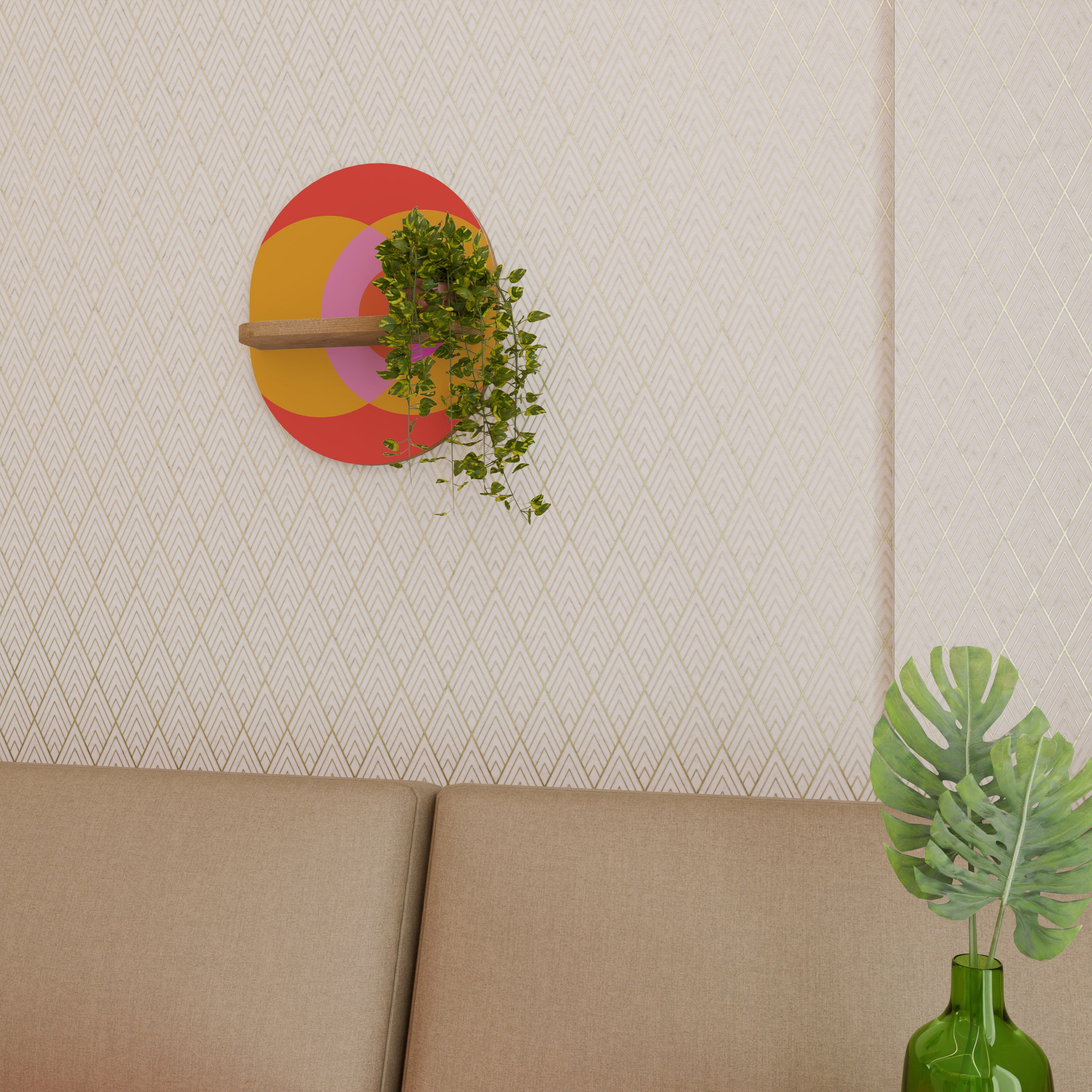 SOUL BROTHERHOOD Estantería de arte ovalada con efecto roble