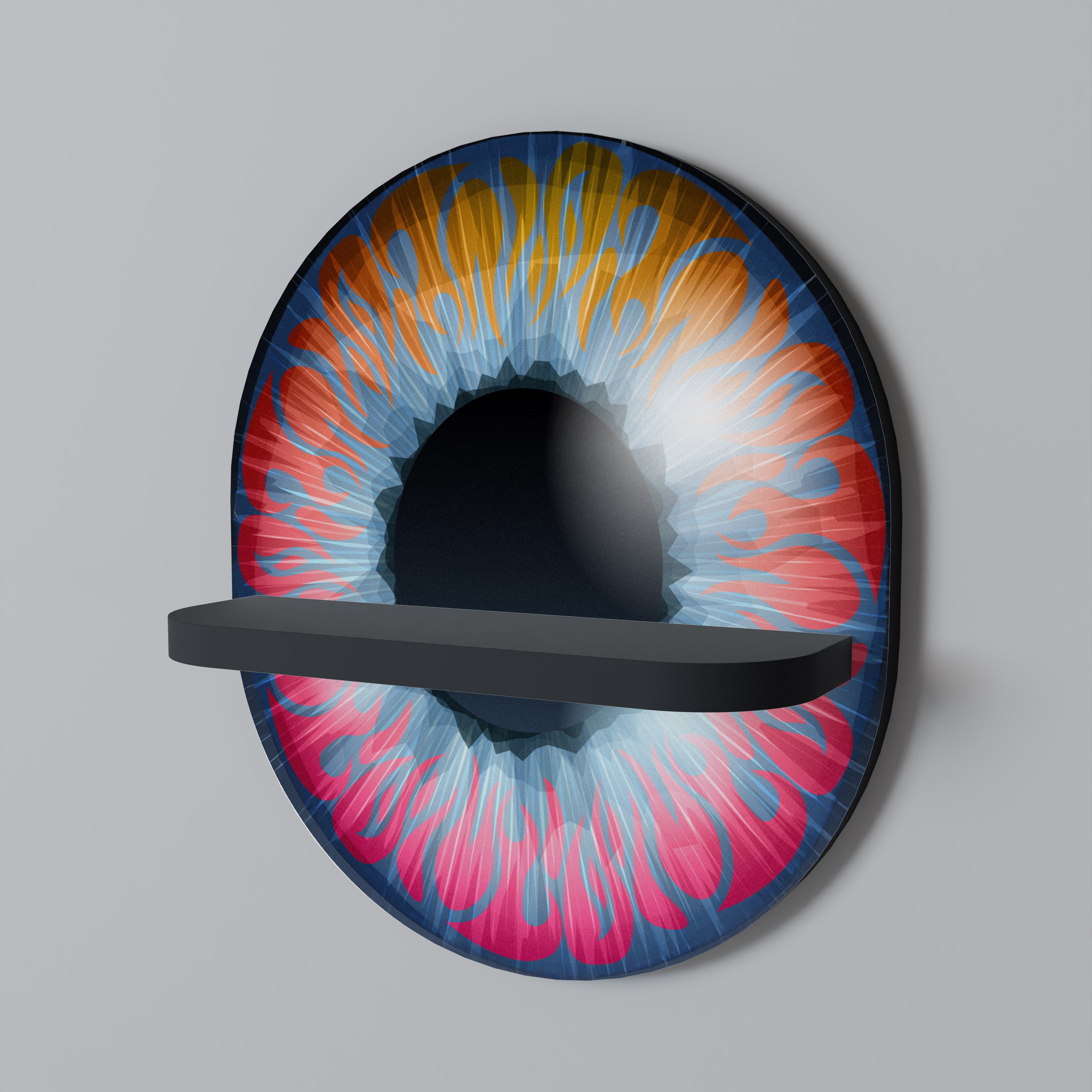 Estantería de arte ovalada FANTASY EYE con acabado negro
