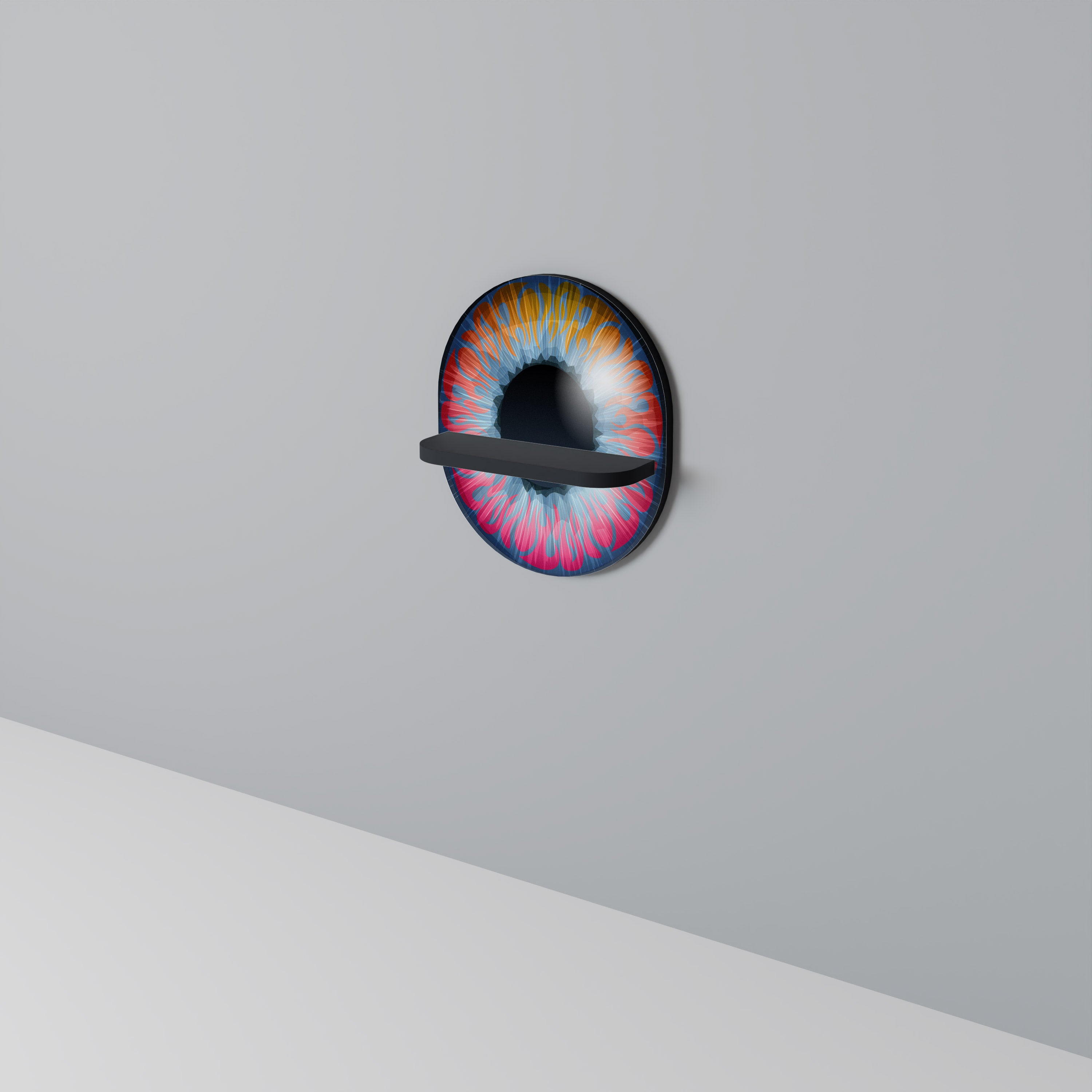 Estantería de arte ovalada FANTASY EYE con acabado negro