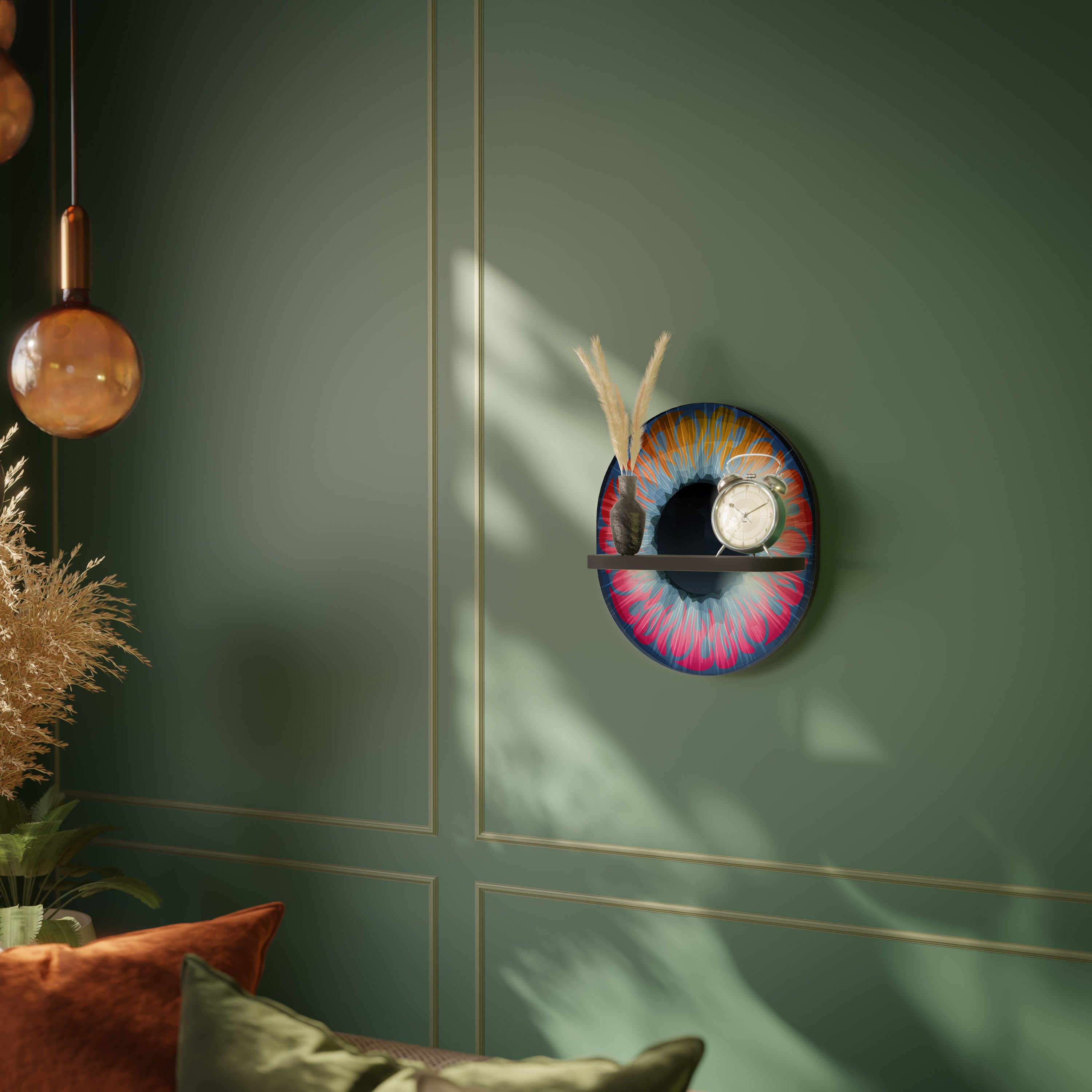 Estantería de arte ovalada FANTASY EYE con acabado negro