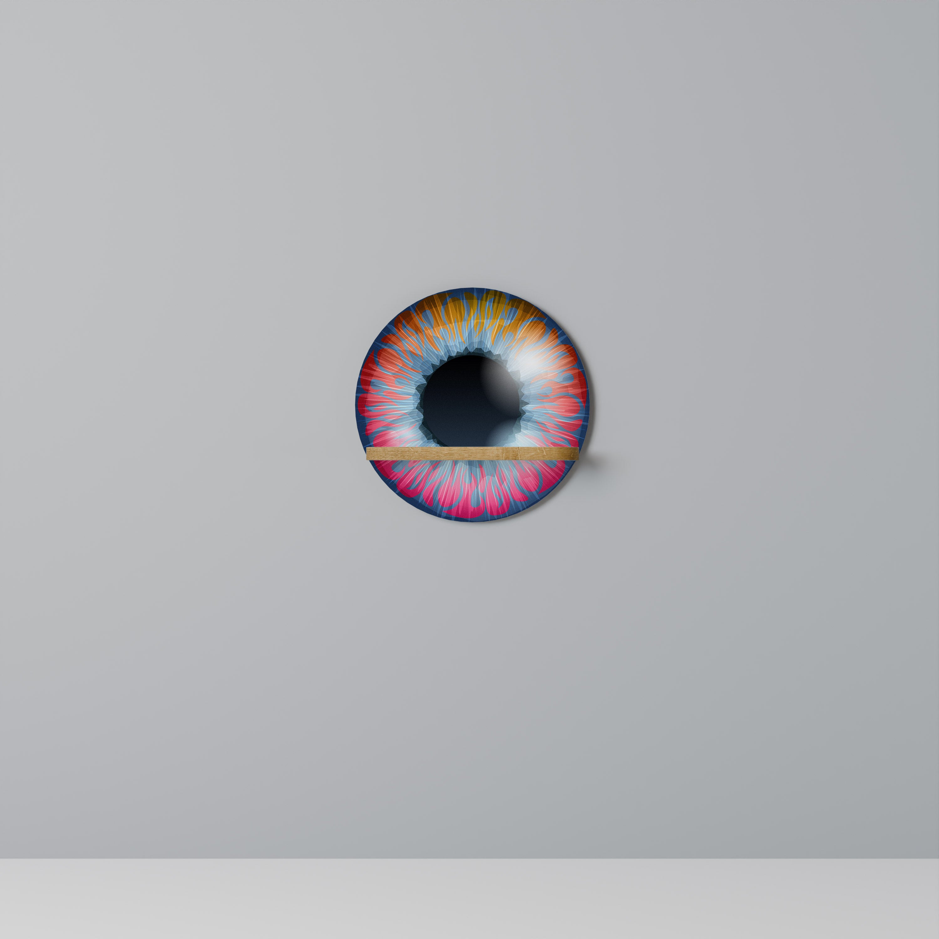 Estantería artística redonda FANTASY EYE con efecto roble