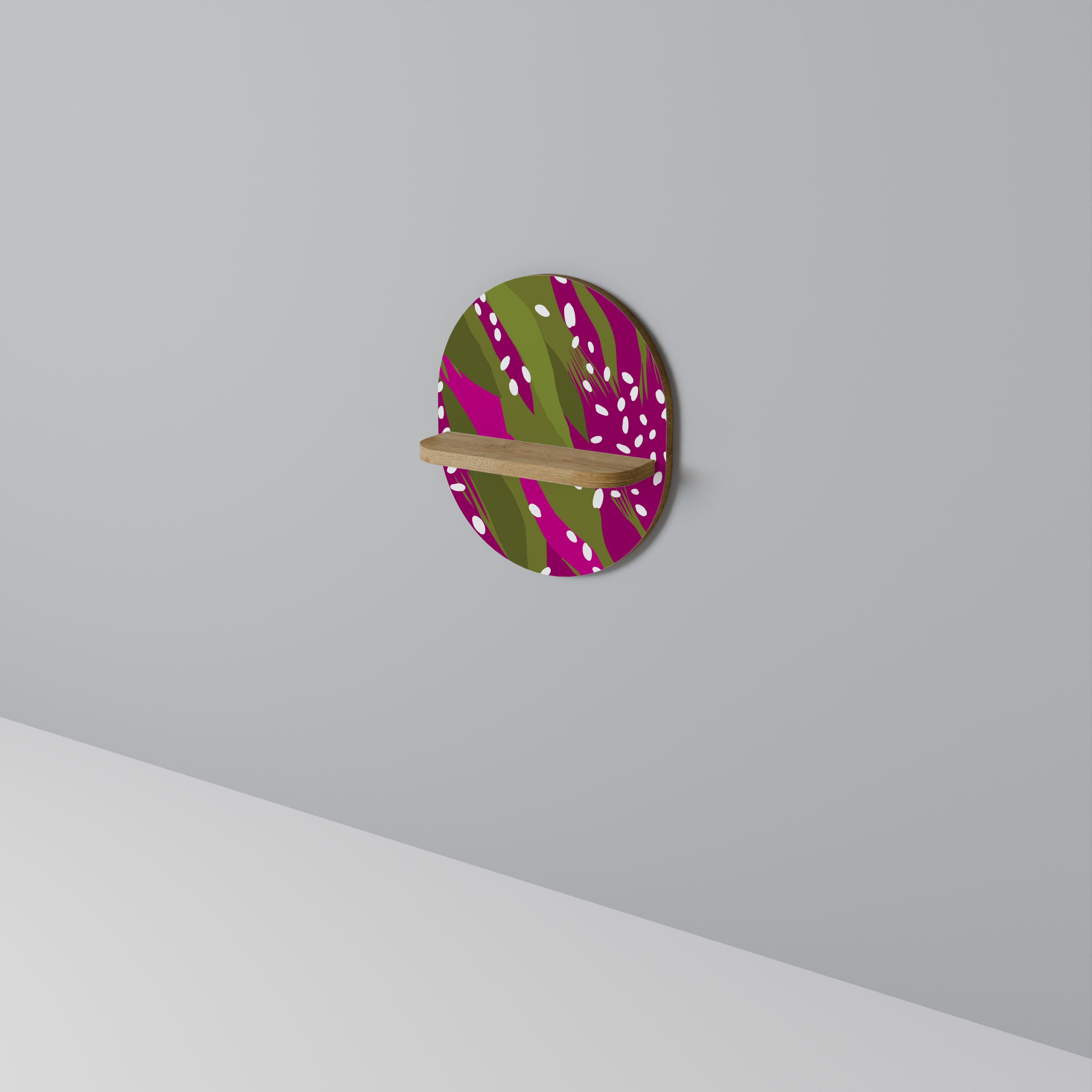 Estantería de arte ovalada ENCHANTED TIGER con efecto roble