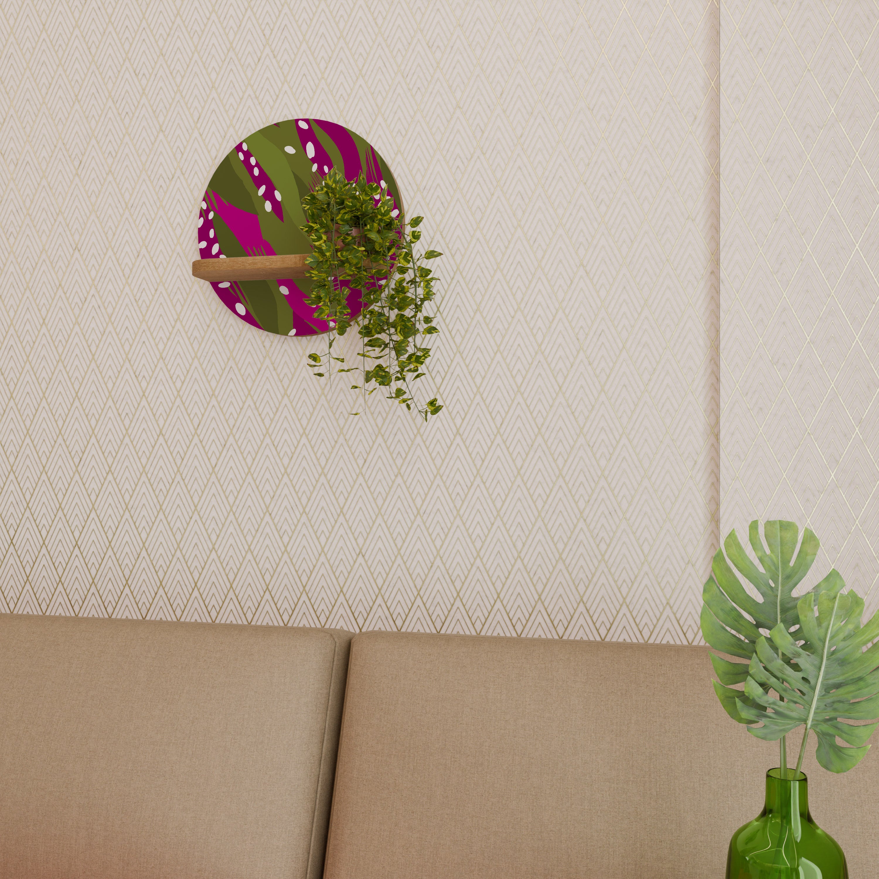 Estantería artística redonda ENCHANTED TIGER con efecto roble