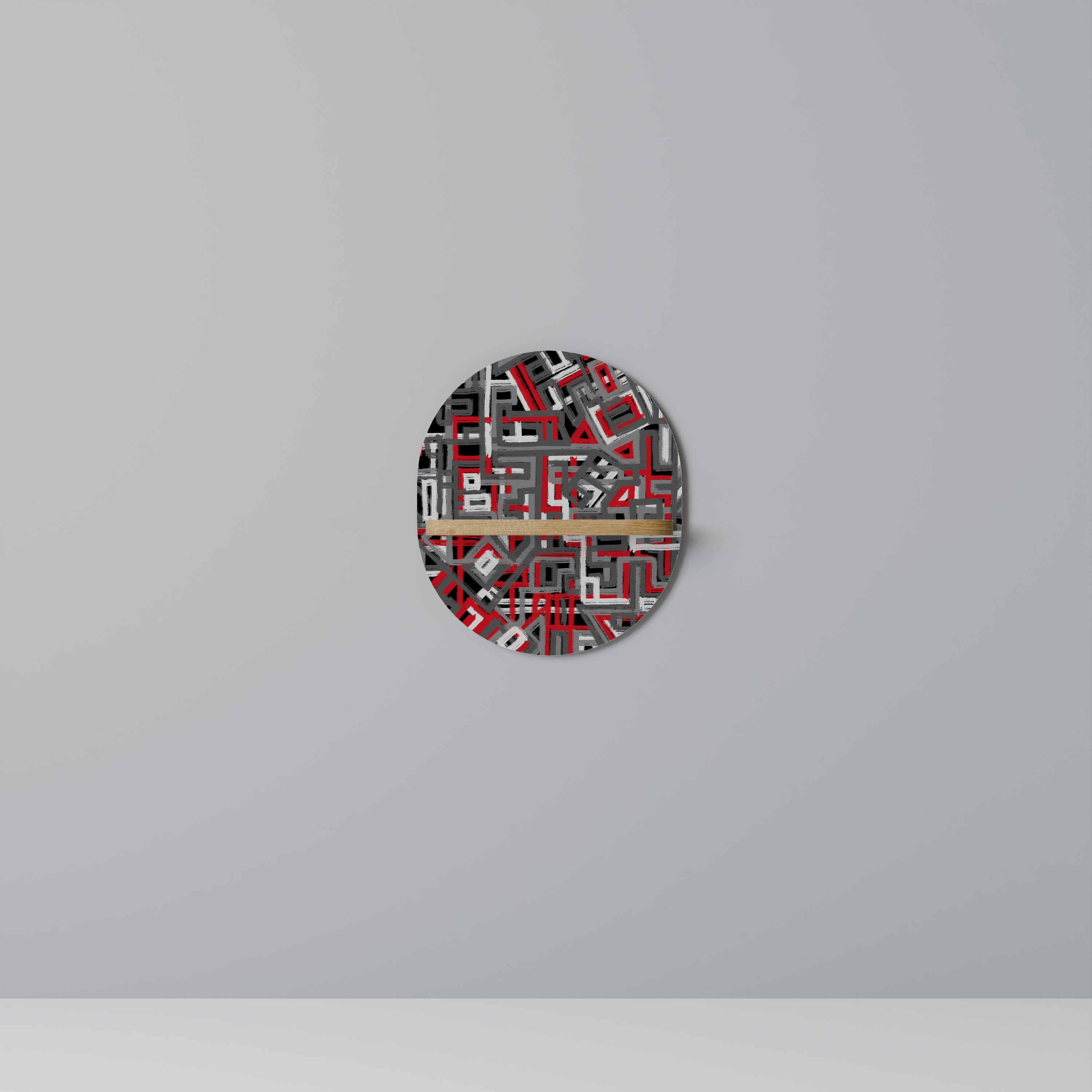 Estantería de arte ovalada BROKEN LINES con efecto roble