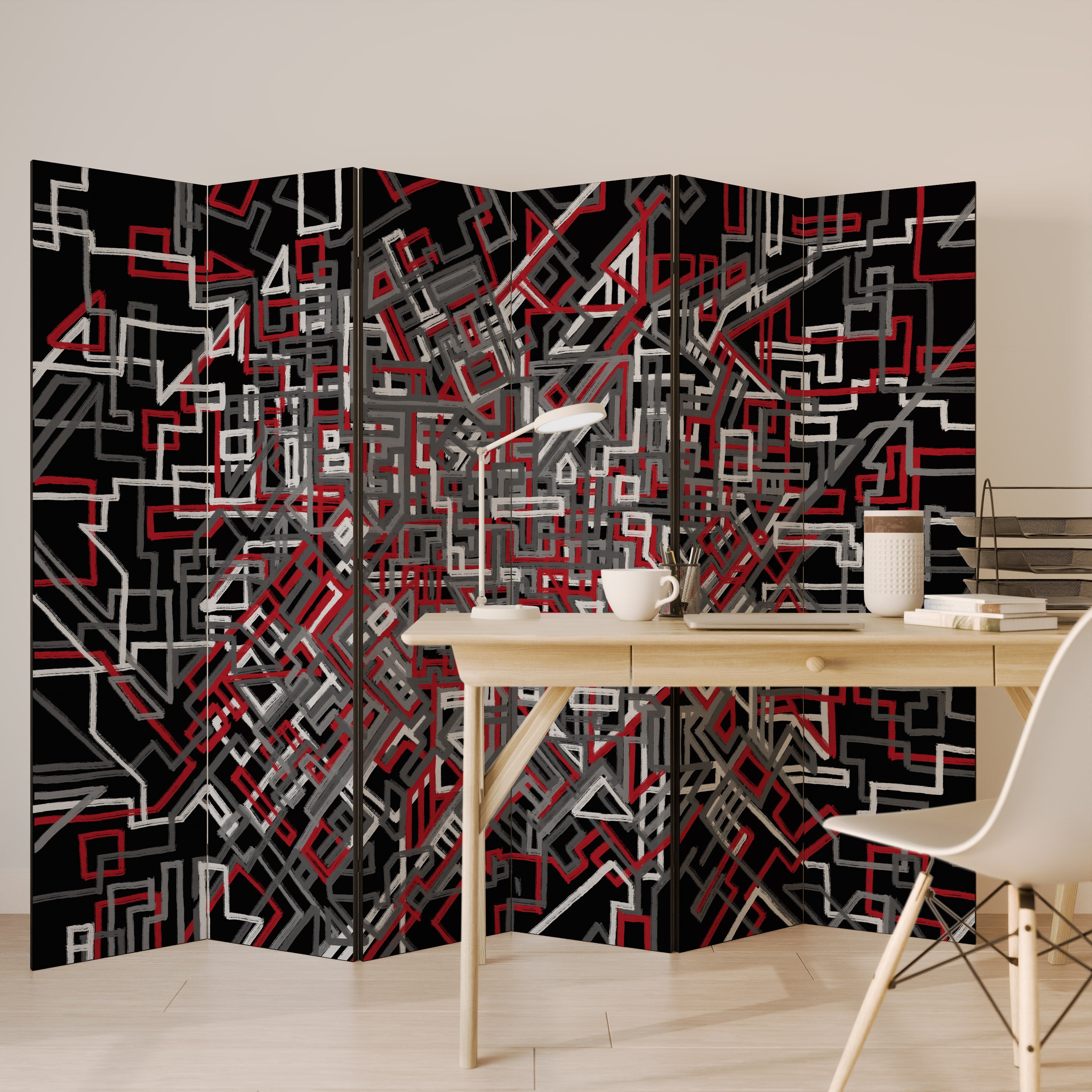 Biombo decorativo de 6 paneles BROKEN LINES