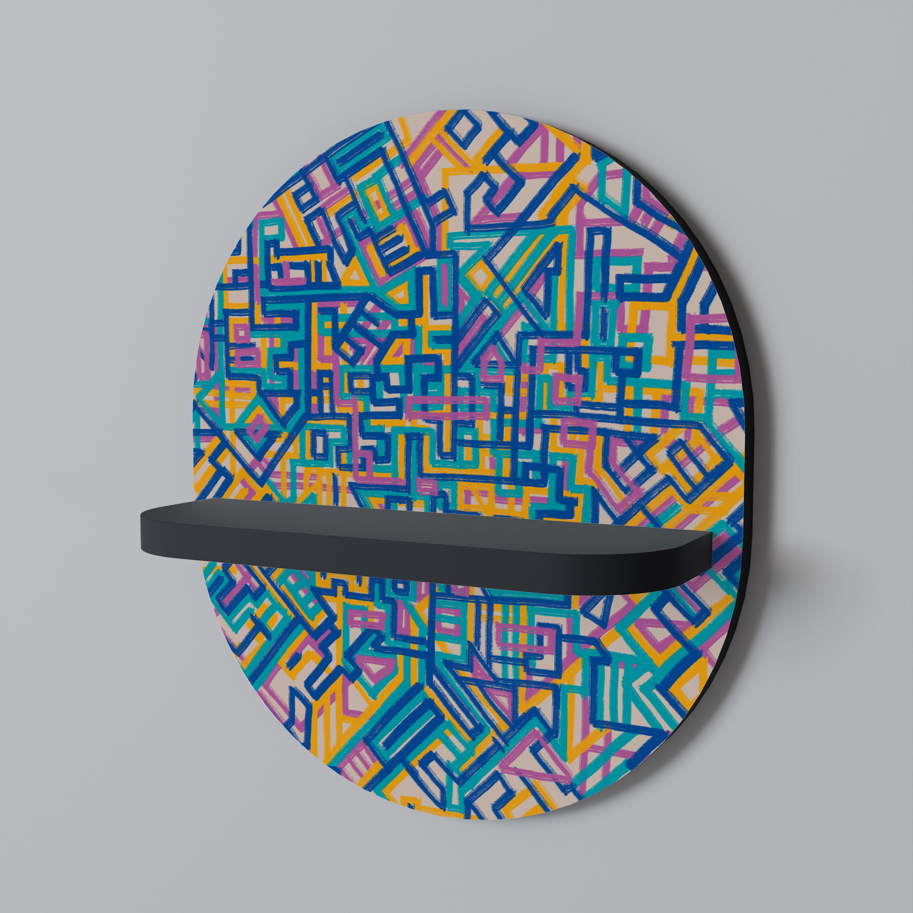 Estantería de arte ovalada MEMORIES MAP con acabado negro