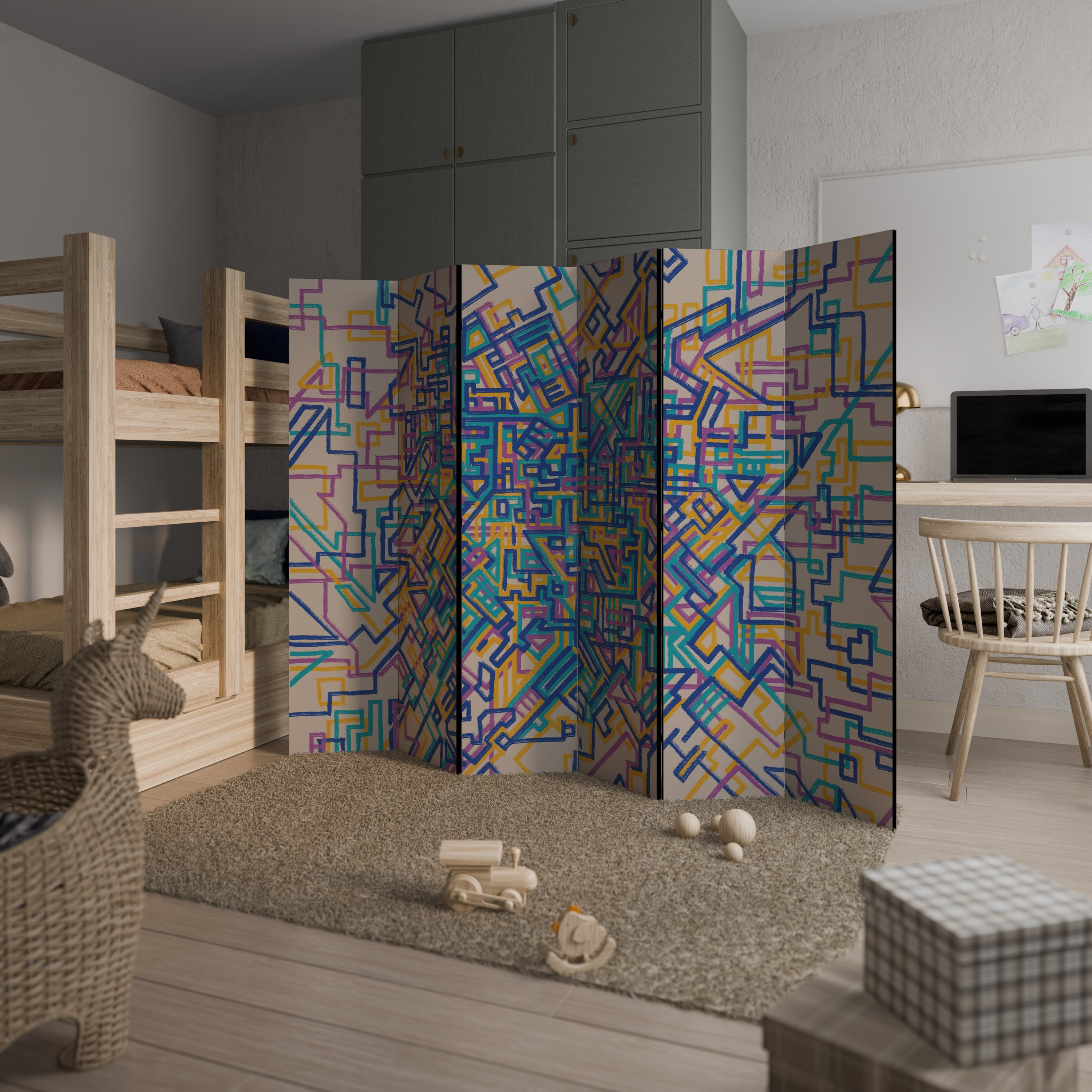 Biombo decorativo de 6 paneles MEMORIES MAP