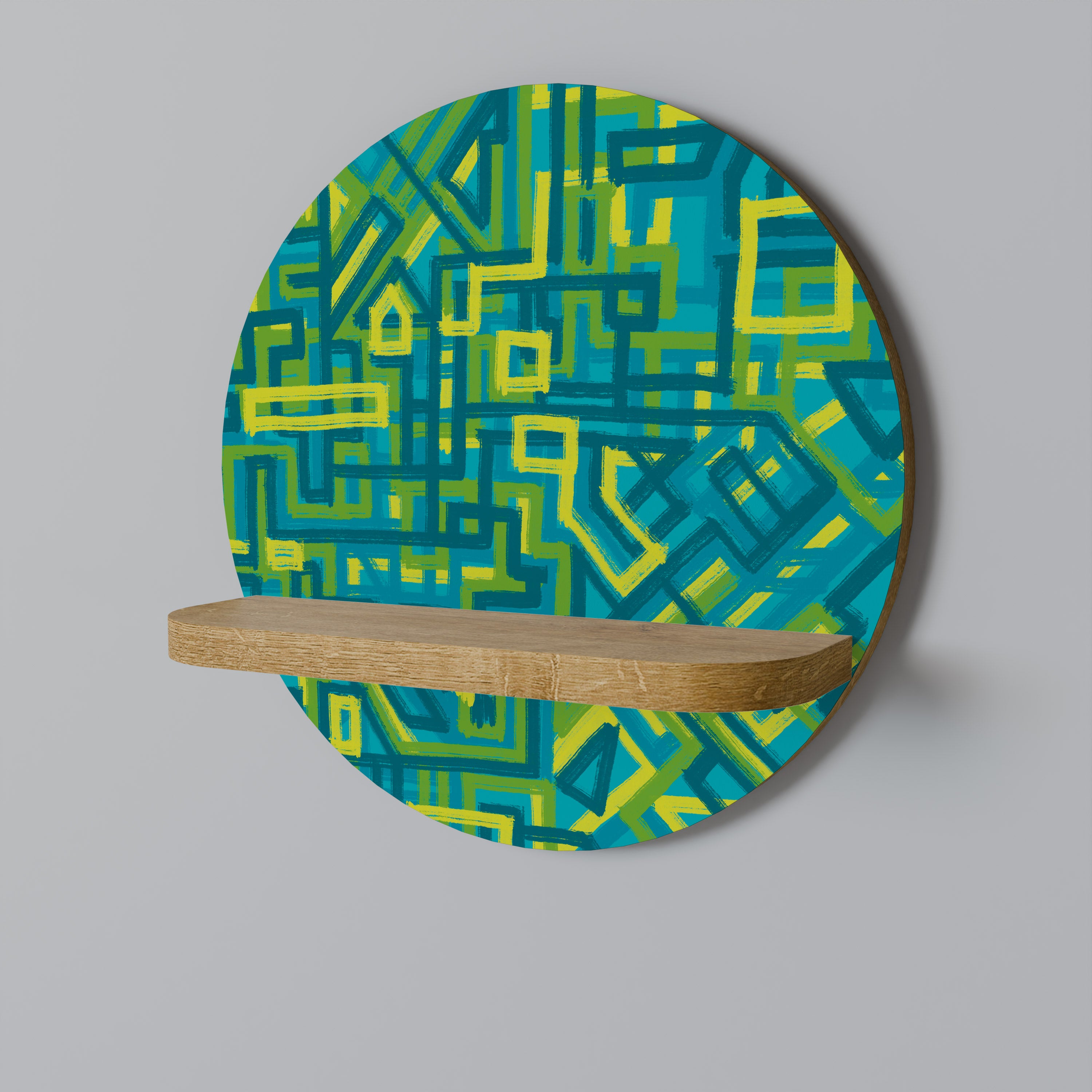 RECUERDOS NOSTÁLGICOS Estantería de Arte Redonda Efecto Roble