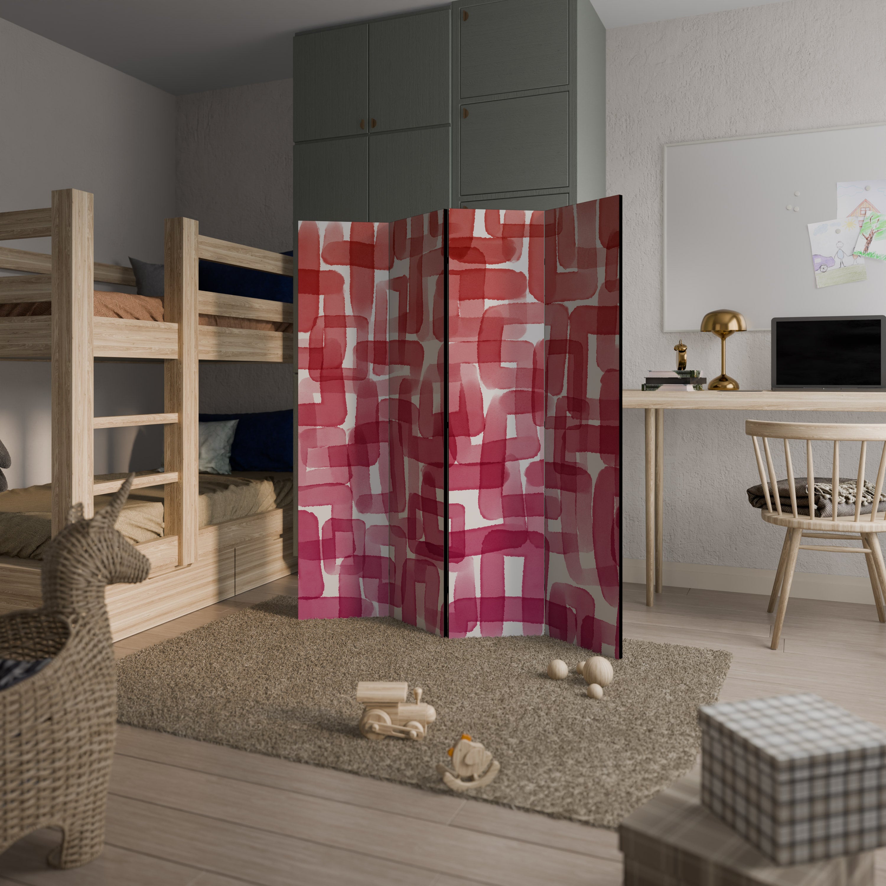 KALEIDOSCOPIC CUBISM Decorative 4-Panel Room Divider