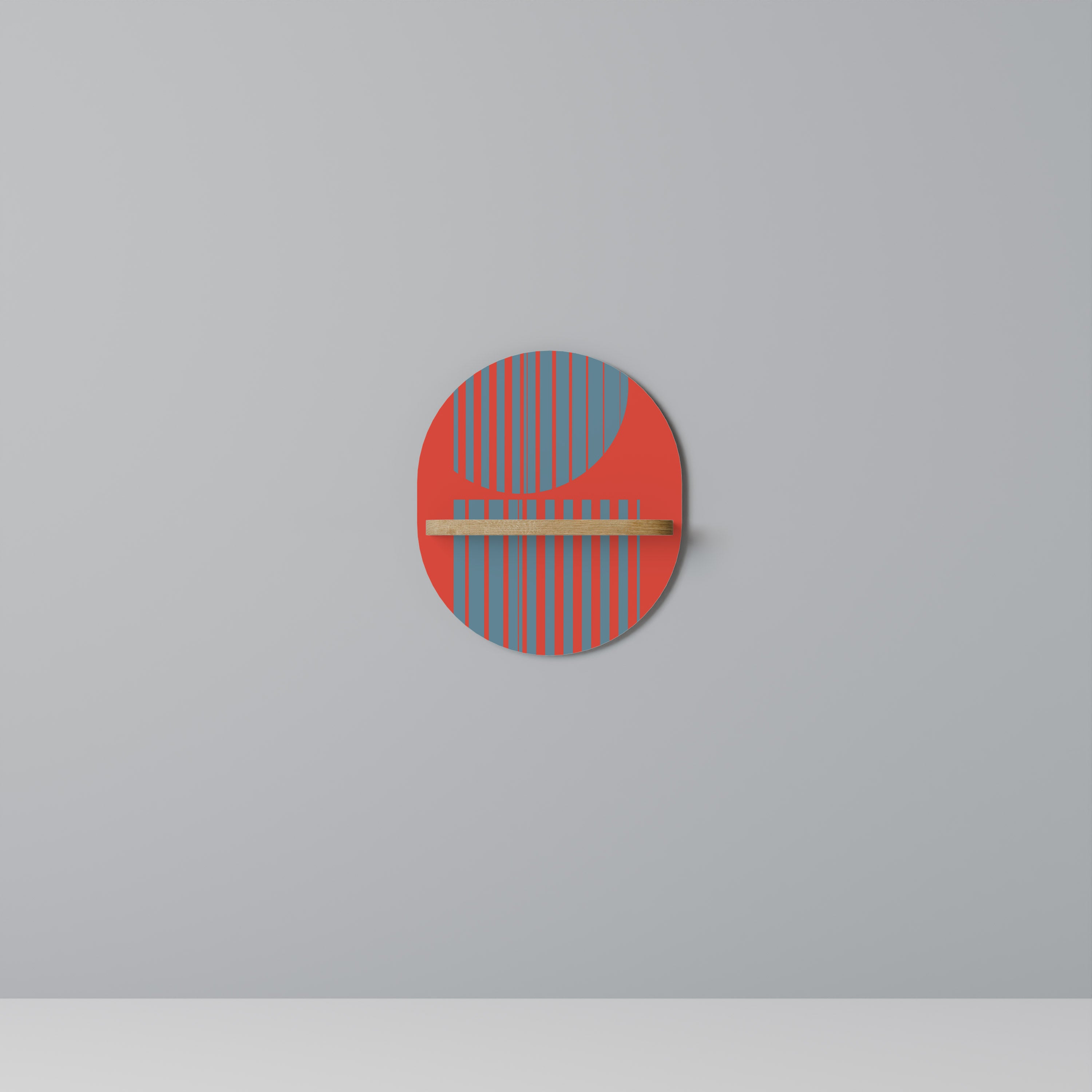 Estantería de arte ovalada RISING GEOMETRY STARS con efecto roble