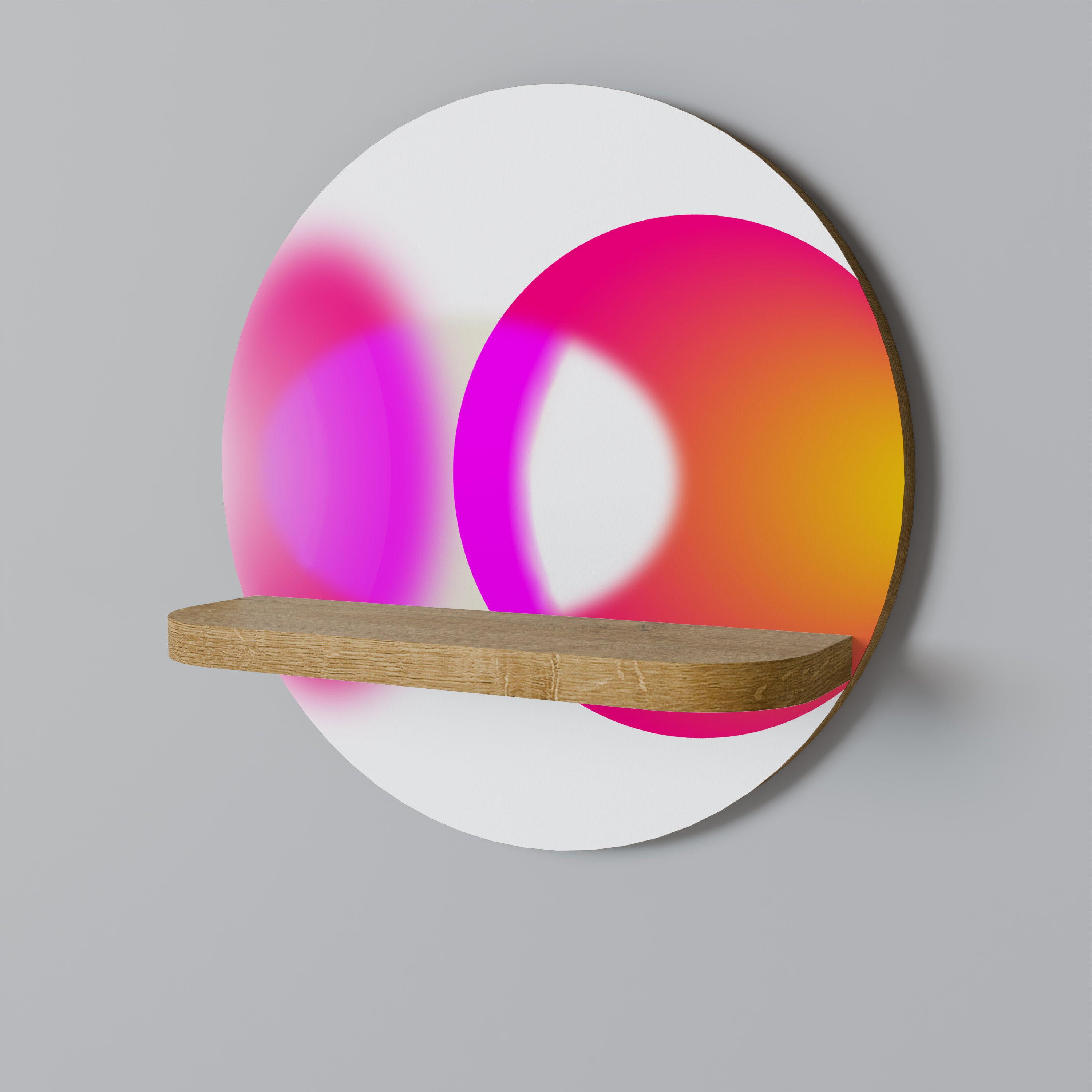 Estantería de arte redonda SINFONÍA DE COLORES en efecto roble