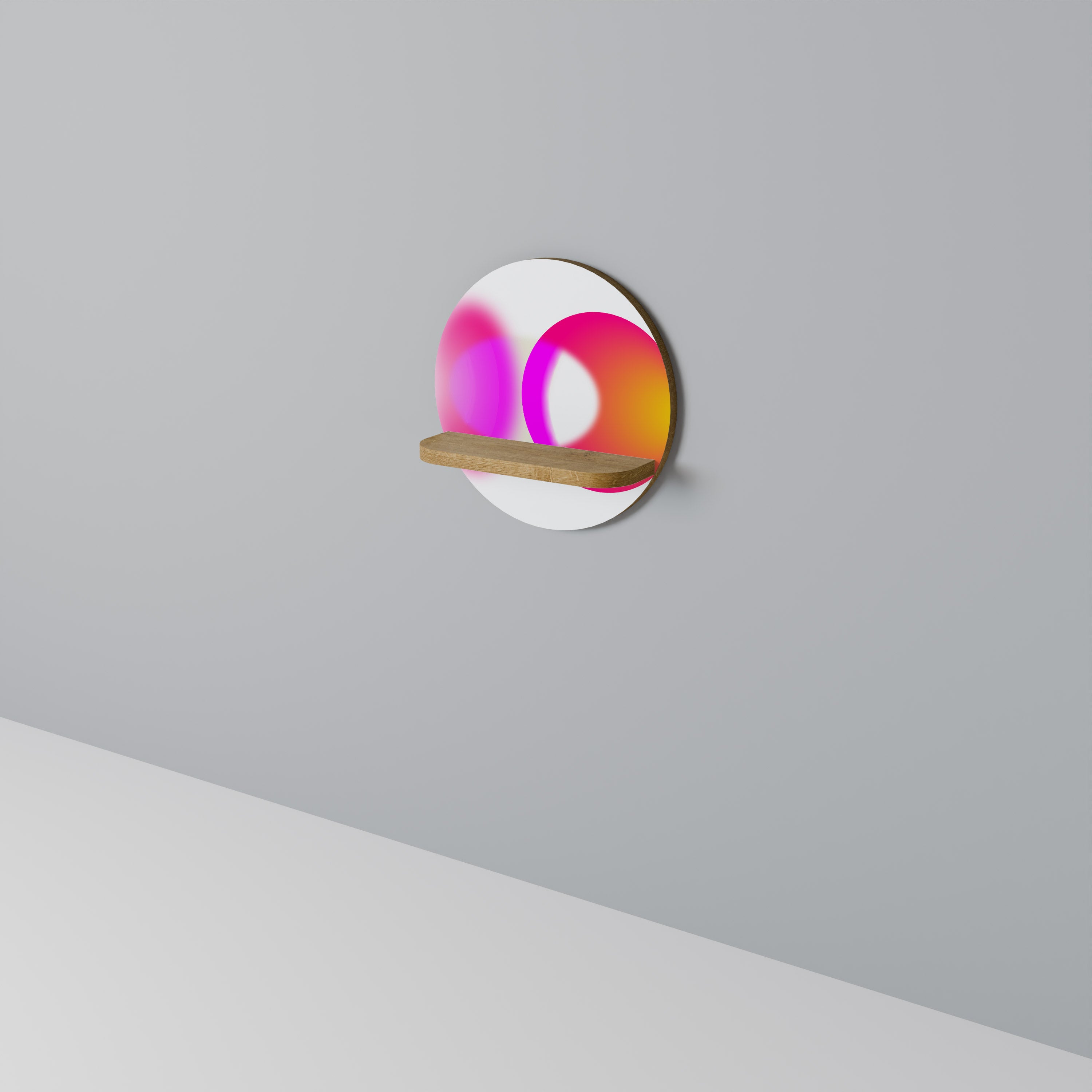 Estantería de arte redonda SINFONÍA DE COLORES en efecto roble