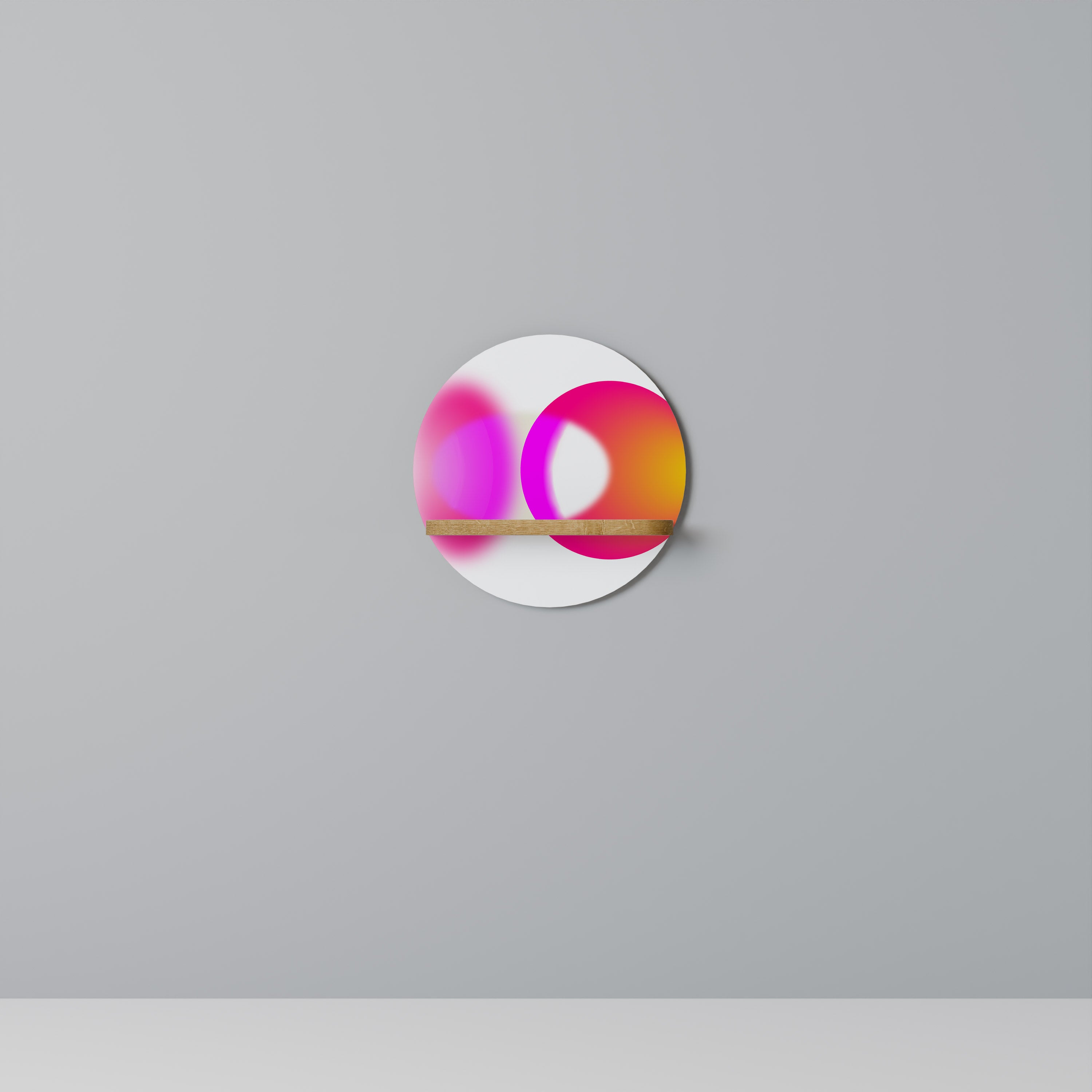 Estantería de arte redonda SINFONÍA DE COLORES en efecto roble