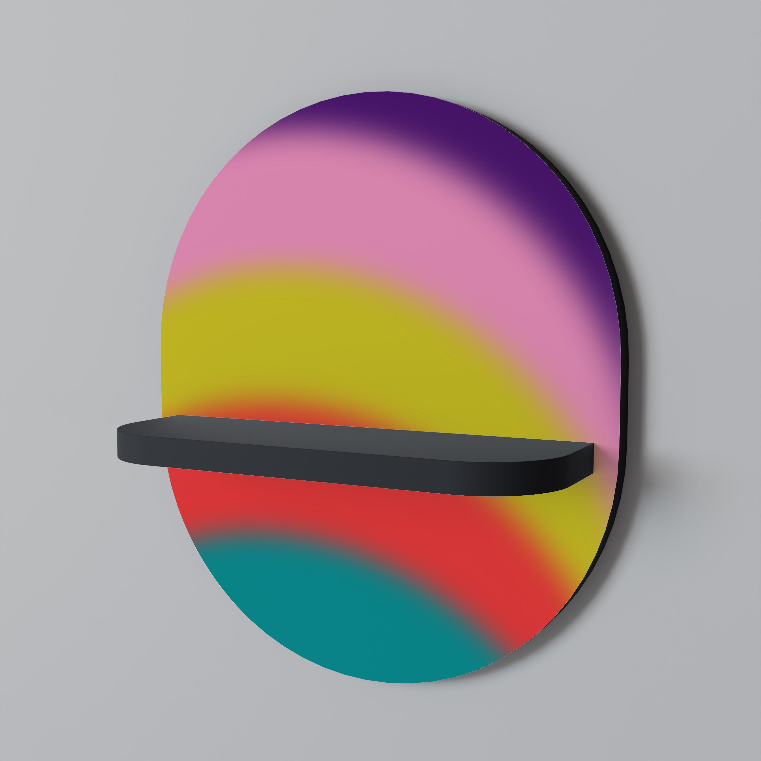 Estantería de arte ovalada RAINBOW TIME con acabado negro