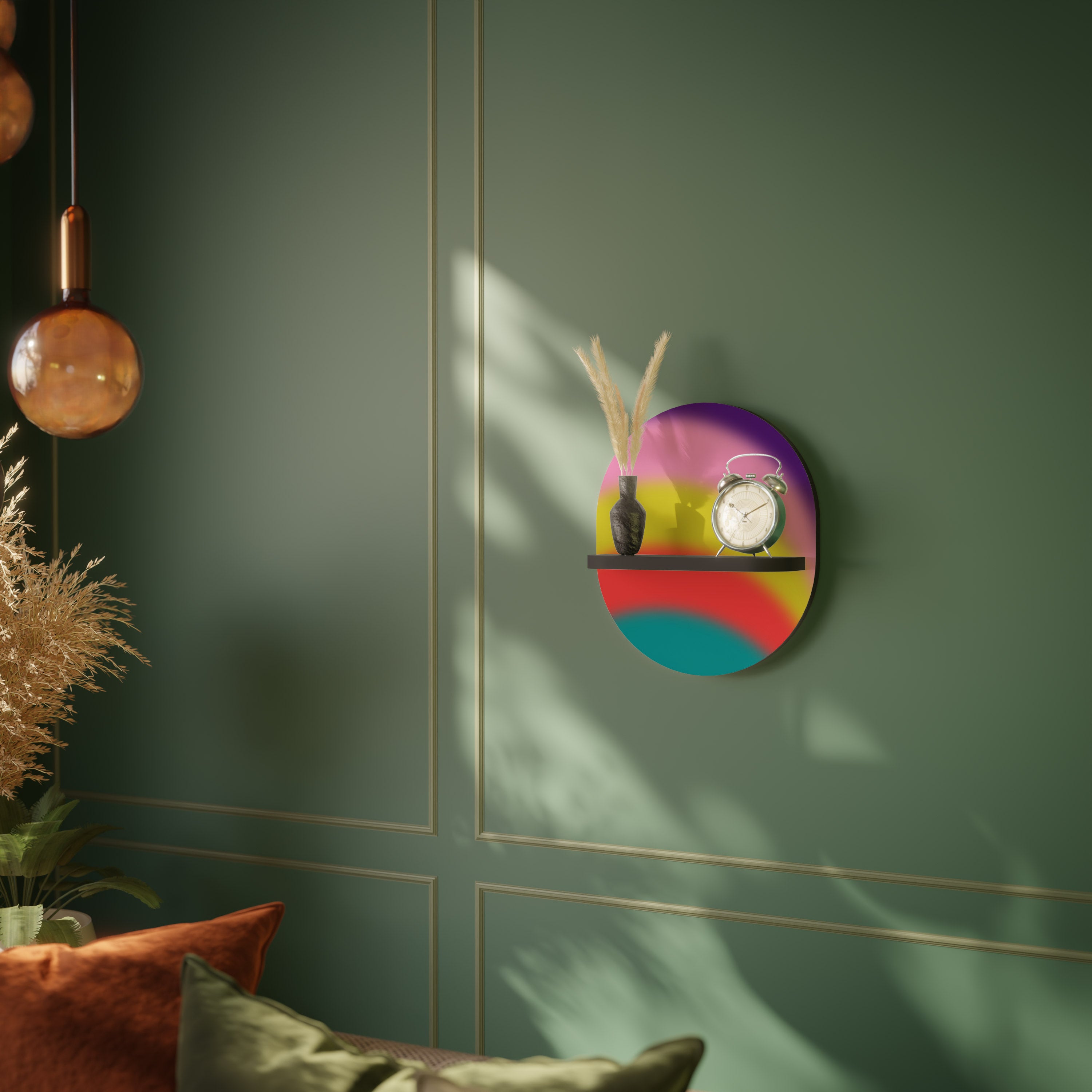 Estantería de arte ovalada RAINBOW TIME con acabado negro