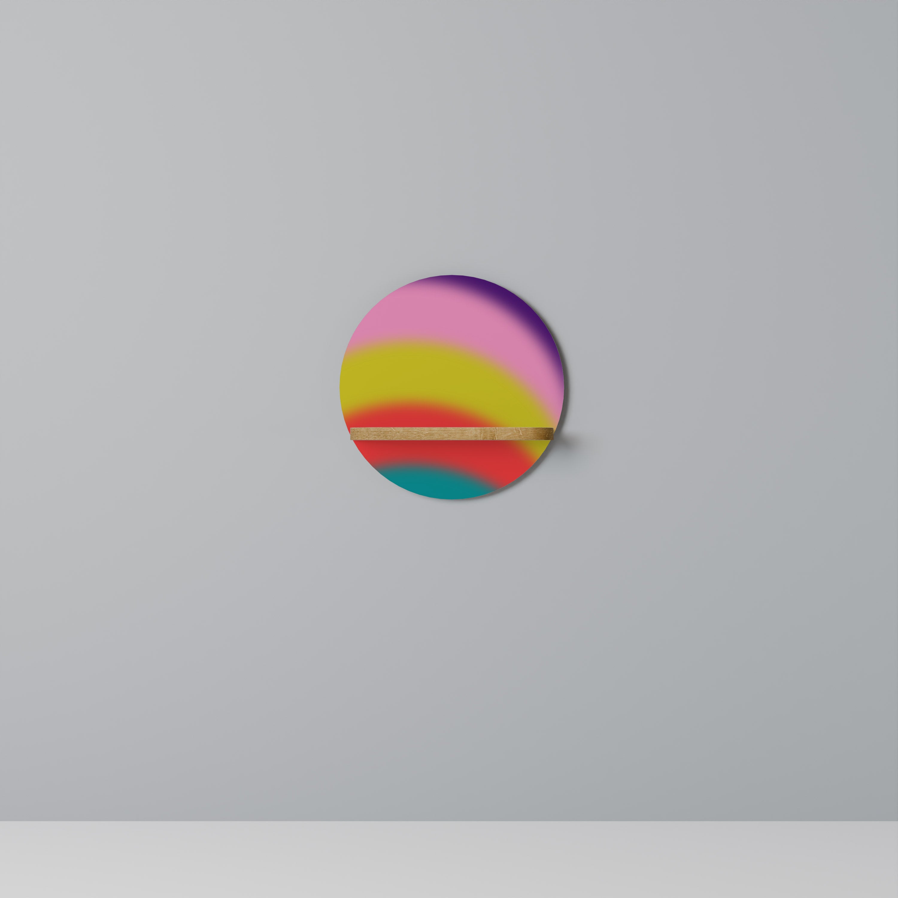 Estantería de arte redonda RAINBOW TIME con efecto roble