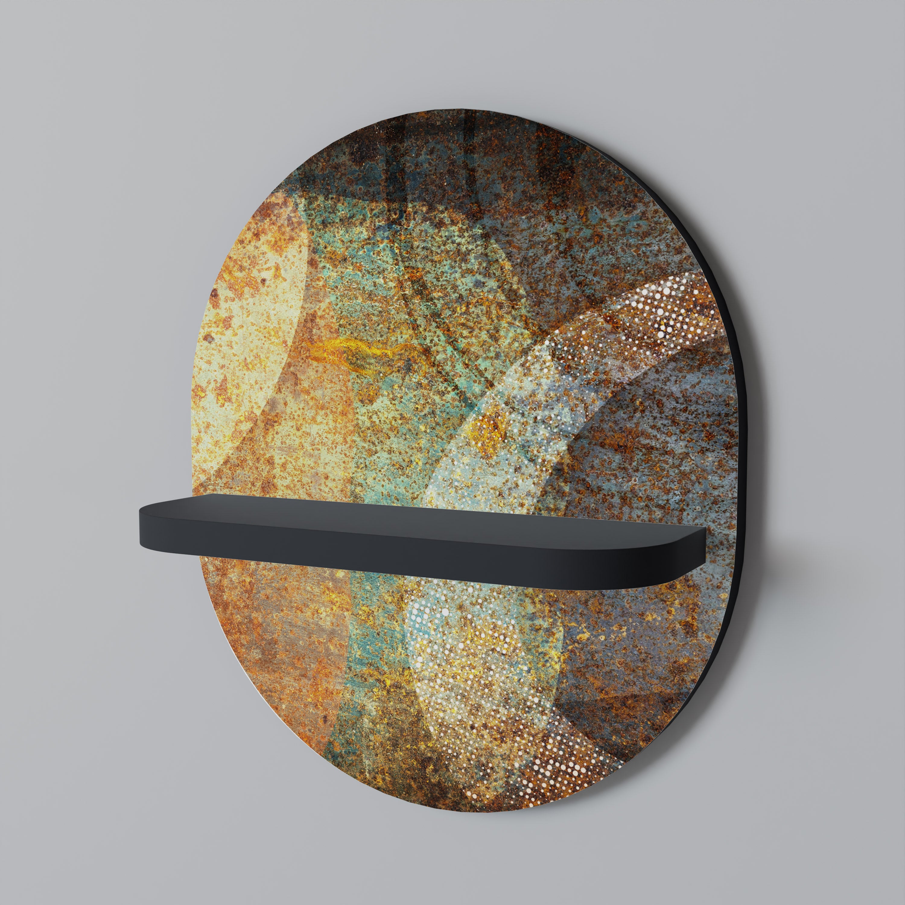 Estantería de arte ovalada AURA ANTIQUE con acabado negro