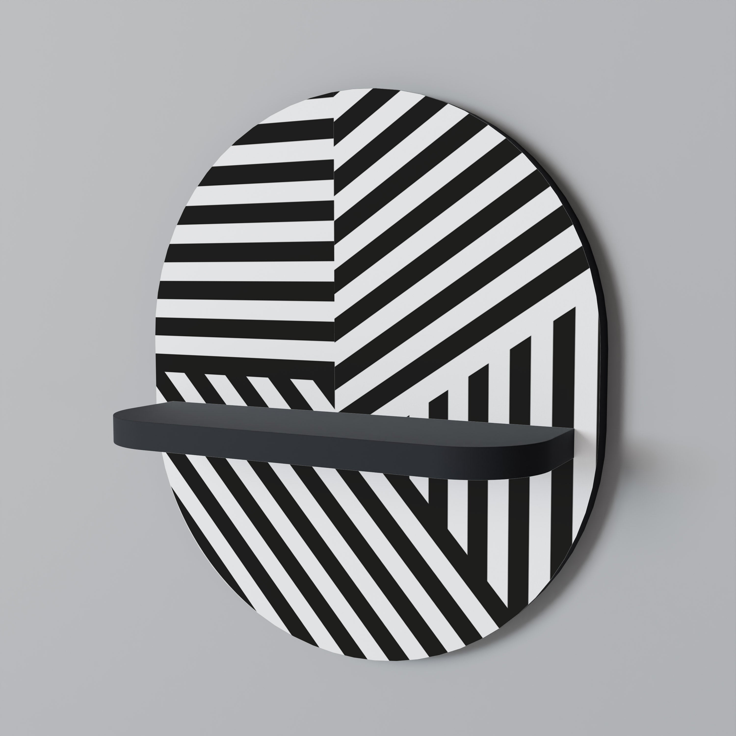 Estantería de arte ovalada LATTICE LINES con acabado negro