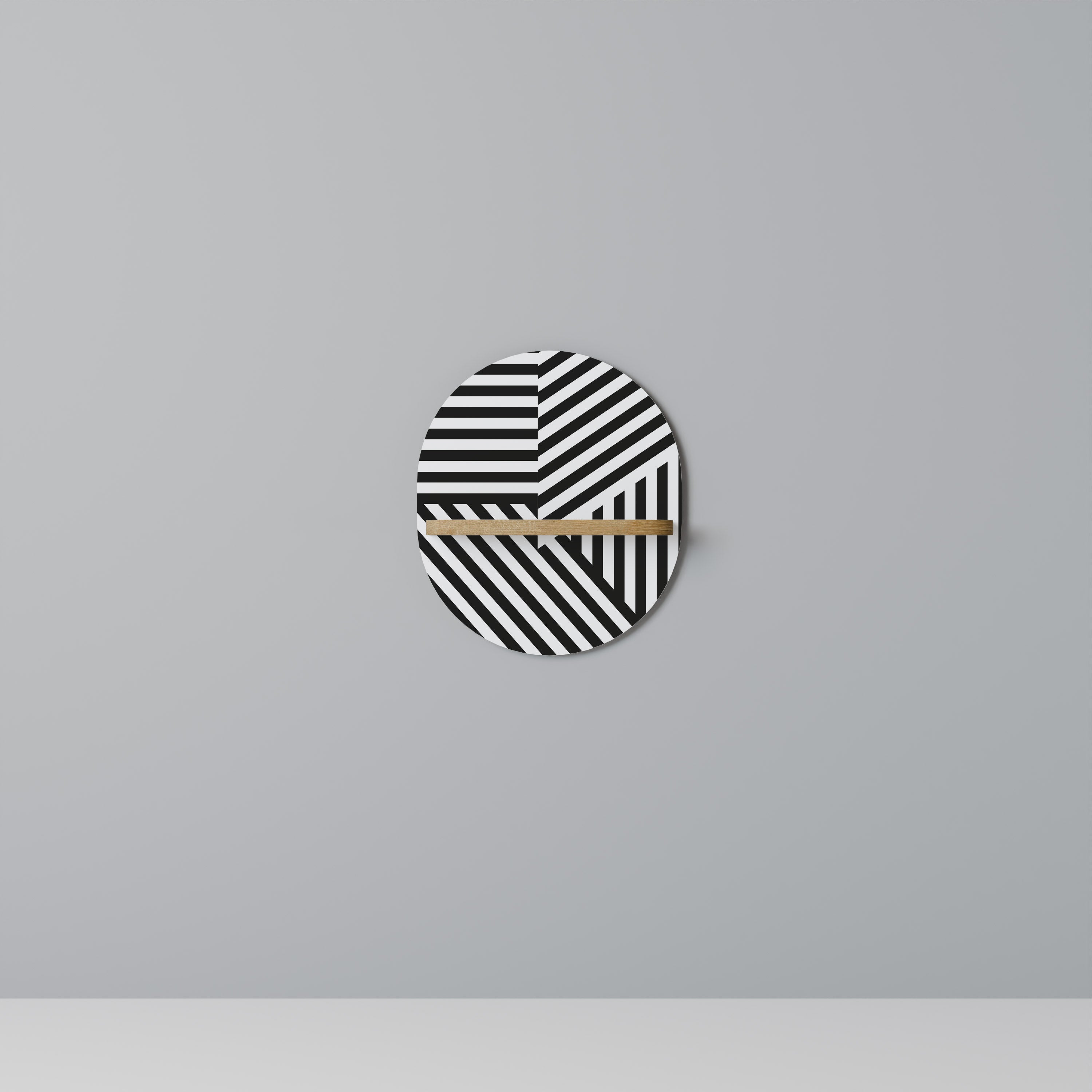 Estantería de arte ovalada LATTICE LINES con efecto roble