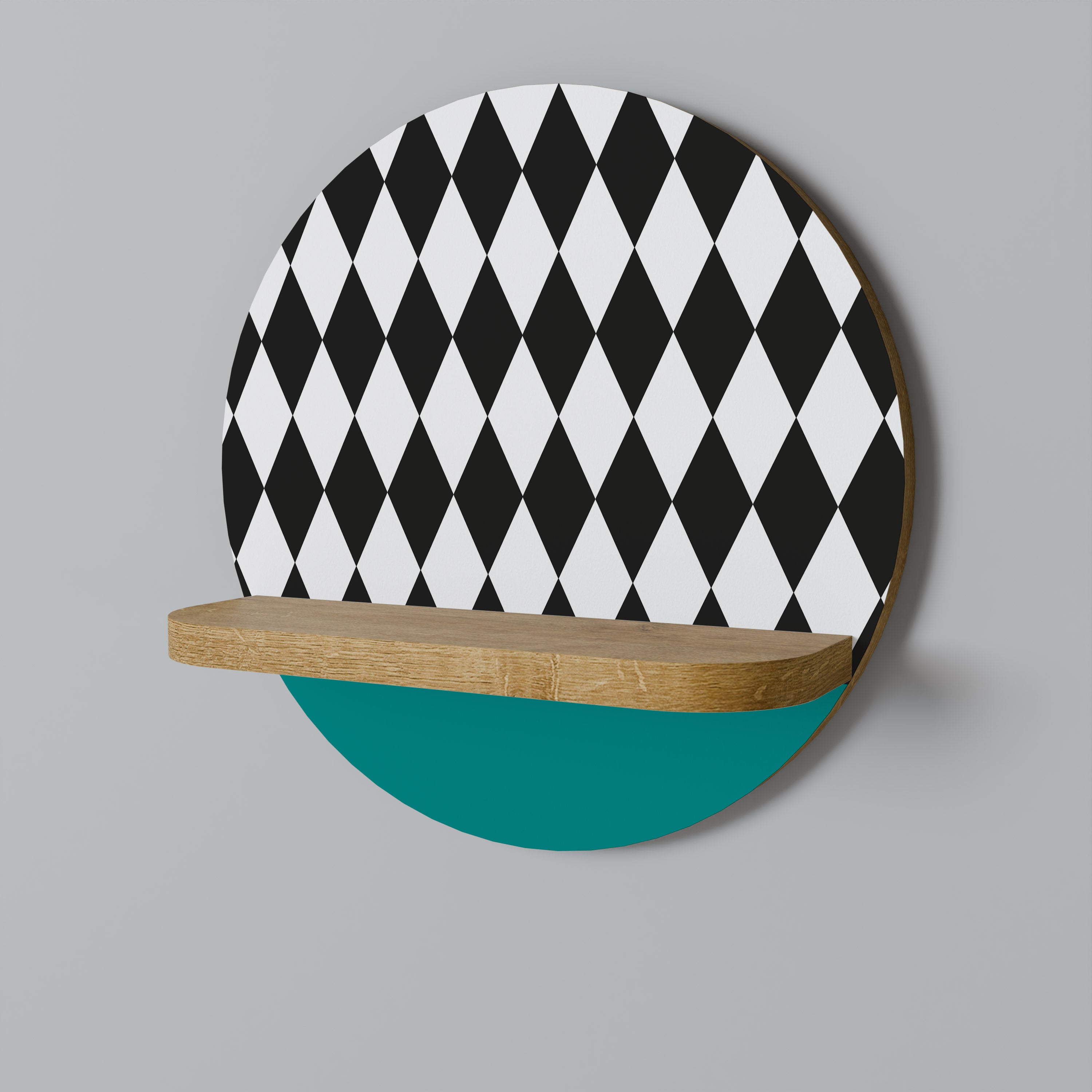 ANGULAR AESTHETIC Round Art Shelf In Oak Effect